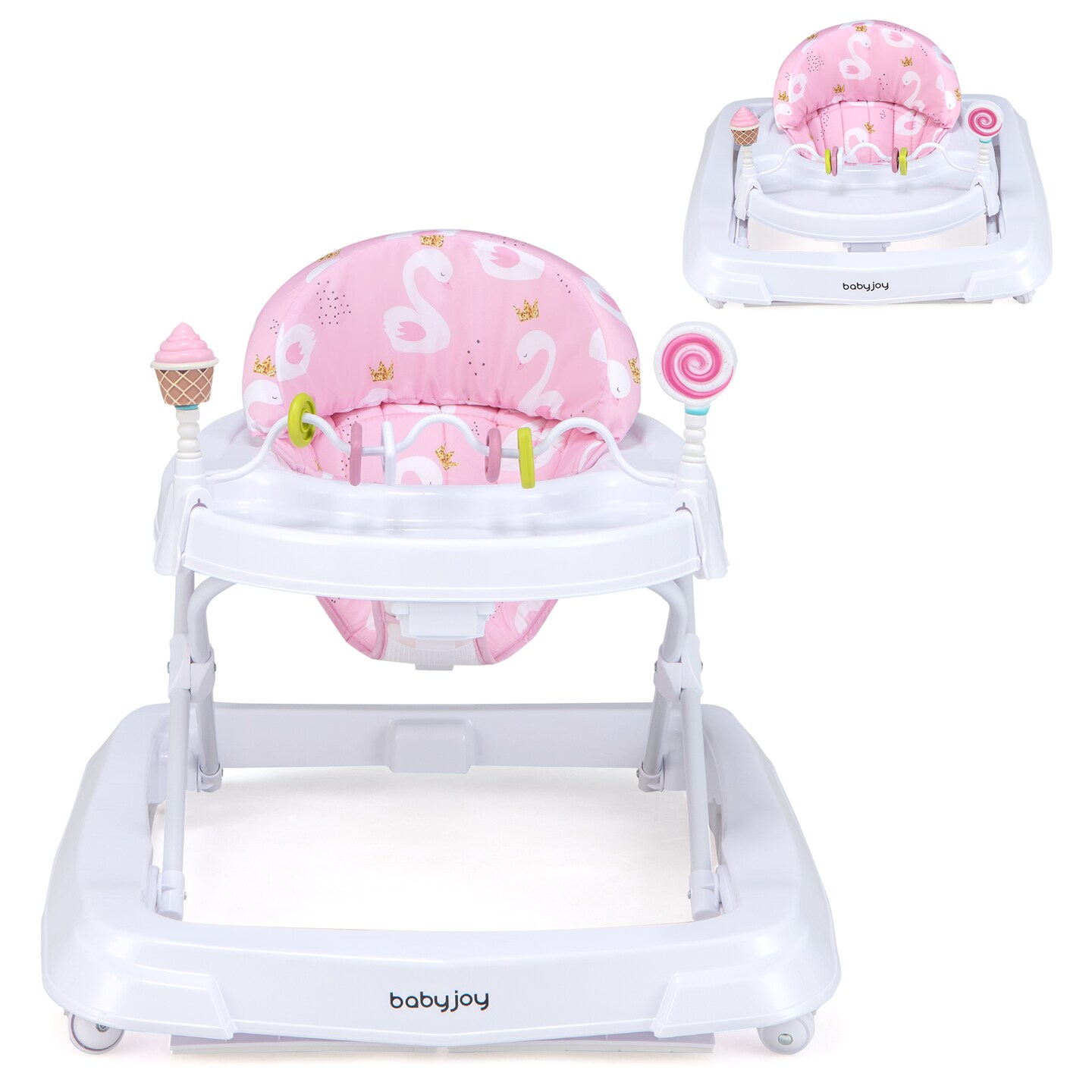 Babyjoy Foldable Baby Activity Walker with Adjustable Height& Detachable Seat Cushion