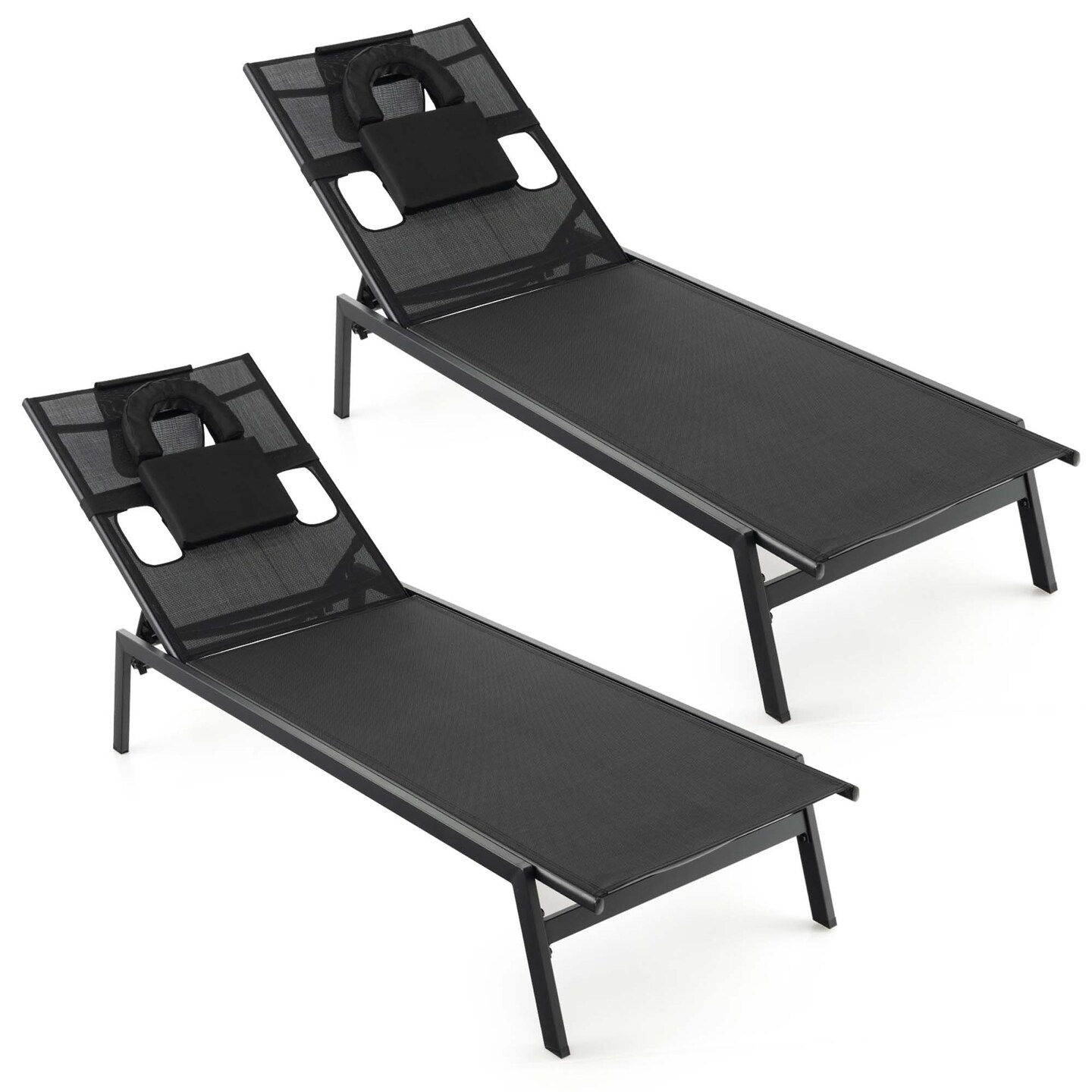 Costway Patio Tanning Lounge Chair 5-Position Outdoor Recliner with Face Hole Poolside