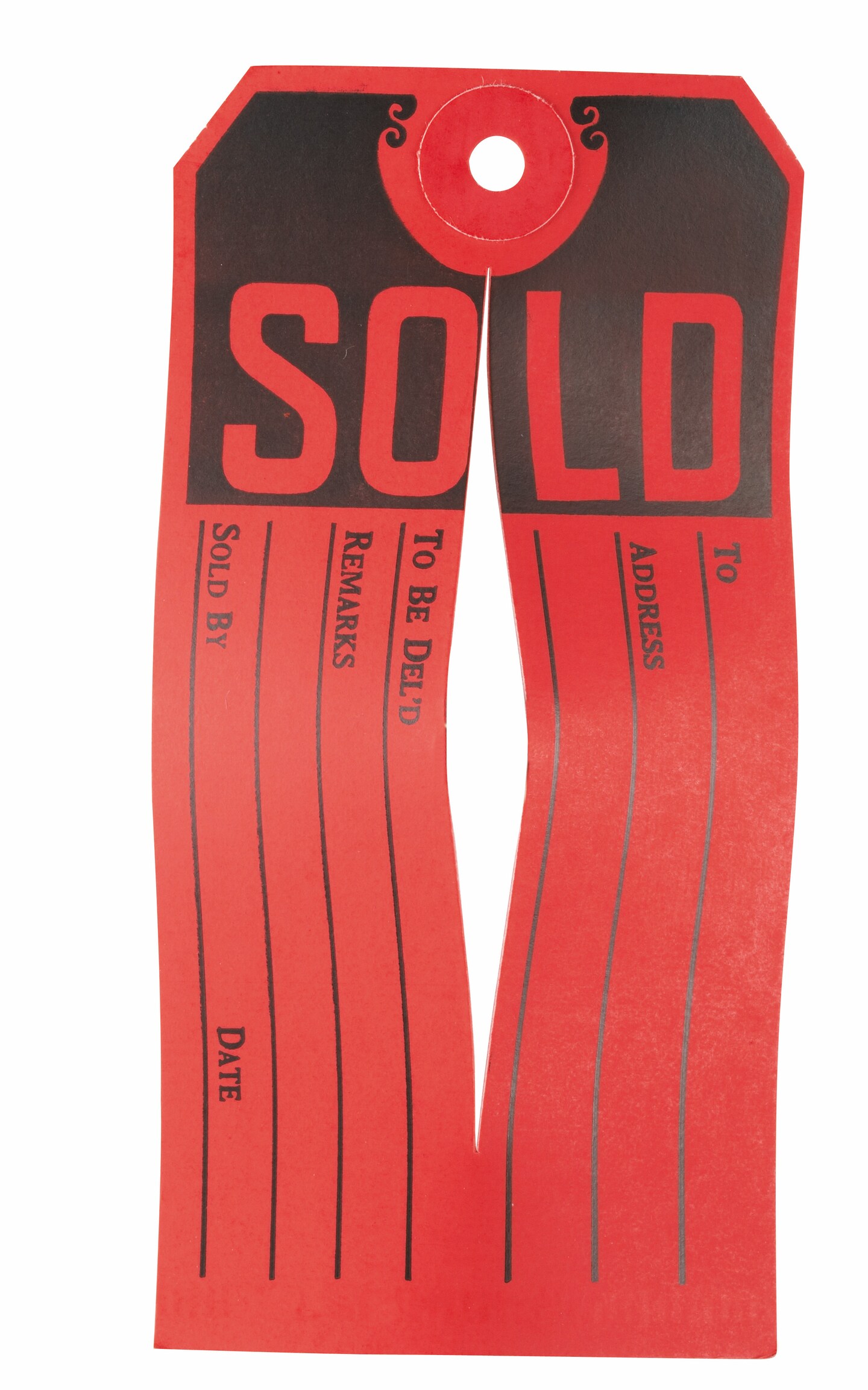 Avery 15161 Sold Tags, Paper, 4 3/4 x 2 3/8, Red/Black (Box of 500)