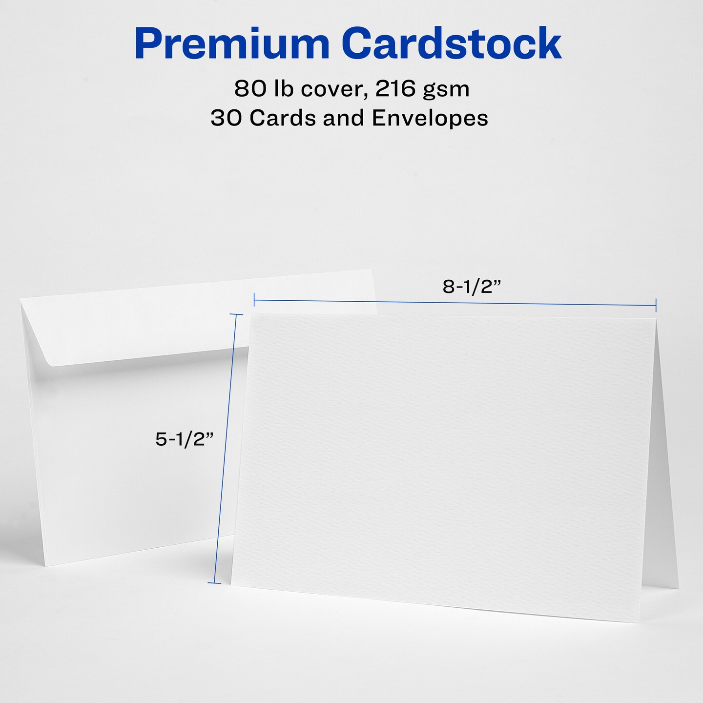 Avery Printable Greeting Cards with Envelopes, Half-Fold, 5.5&#x22; x 8.5&#x22;, Matte White, 30 Blank Greeting Cards for Inkjet Printers (8316)