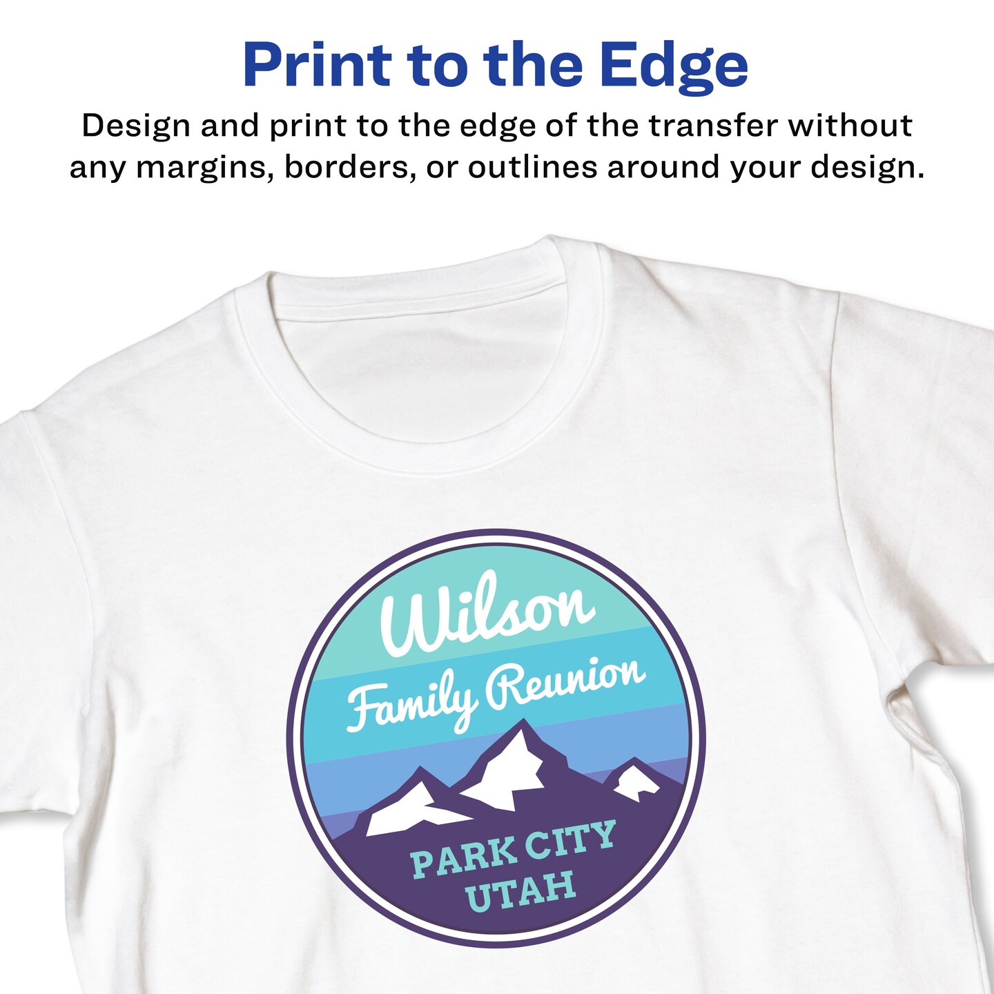 Avery Light Transfer Paper for T-Shirts, 7.5" Diameter Pre Die-Cut Iron-On Circle Transfers, Print-to-the-Edge, 6 Sheets of Heat Transfer Paper, 6 Total (02237)