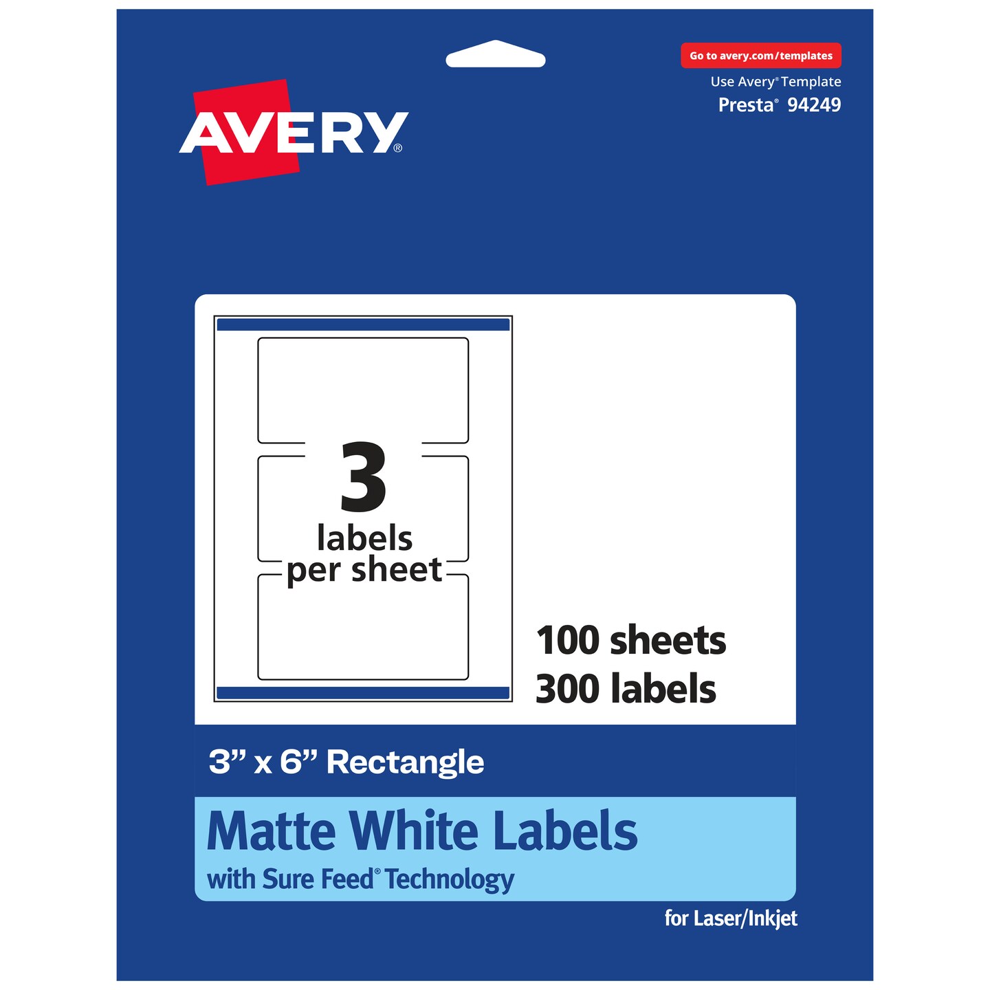 Avery Matte White Rectangle Labels, 3&#x22; x 6&#x22;