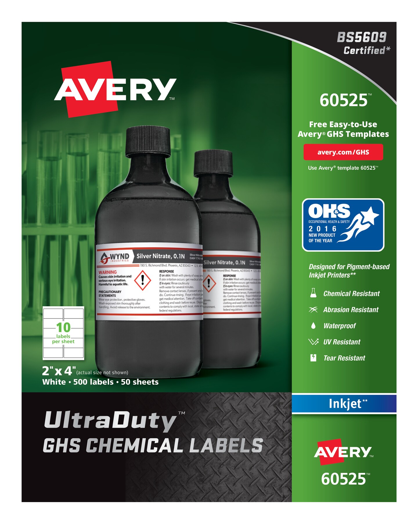 Avery UltraDuty GHS Chemical Labels for Pigment Inkjet Printers ...