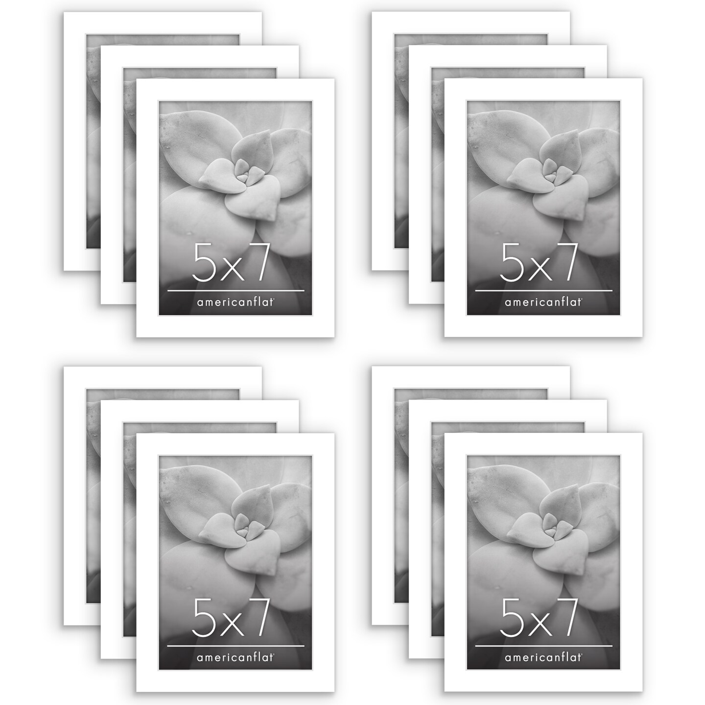 Americanflat Gallery Wall Picture Frames - Set of 12 - Picture Frame Set for Wall Collage - Plexiglass Cover - Hanging Hardware - Includes Easel