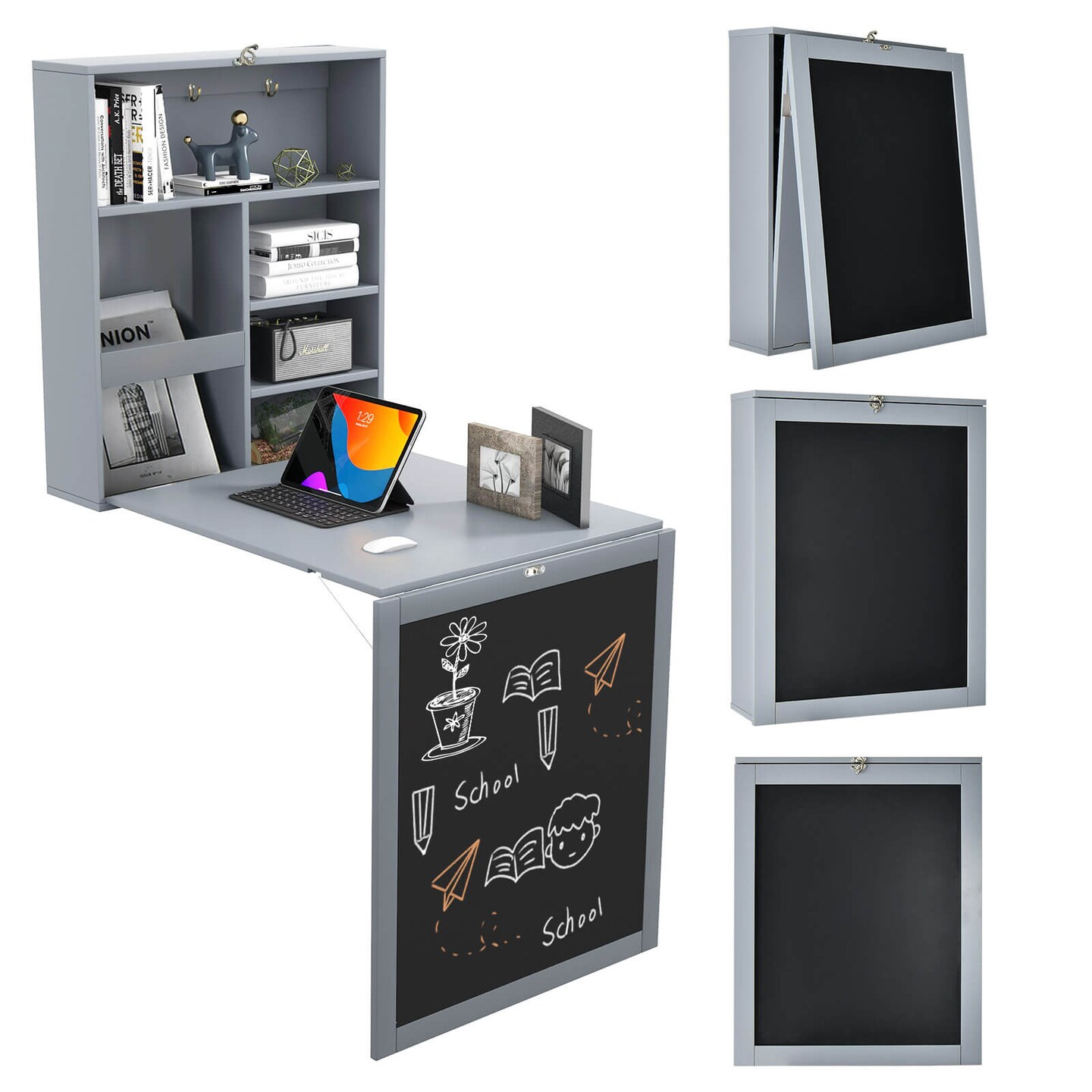 Convertible Wall Mounted Table with A Chalkboard