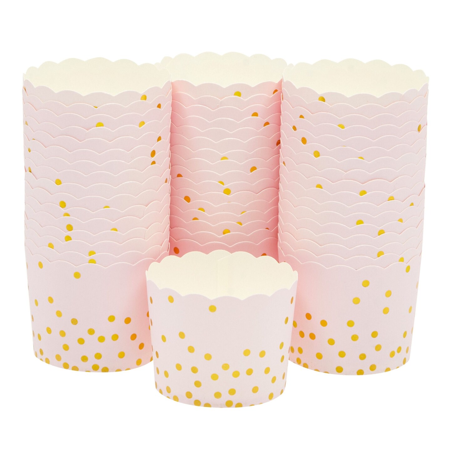 50 Pack Pink and Gold Cupcake Wrappers, Paper Baking Cups, Muffin Liners for Baby Shower, Birthday Party (2.2 In)