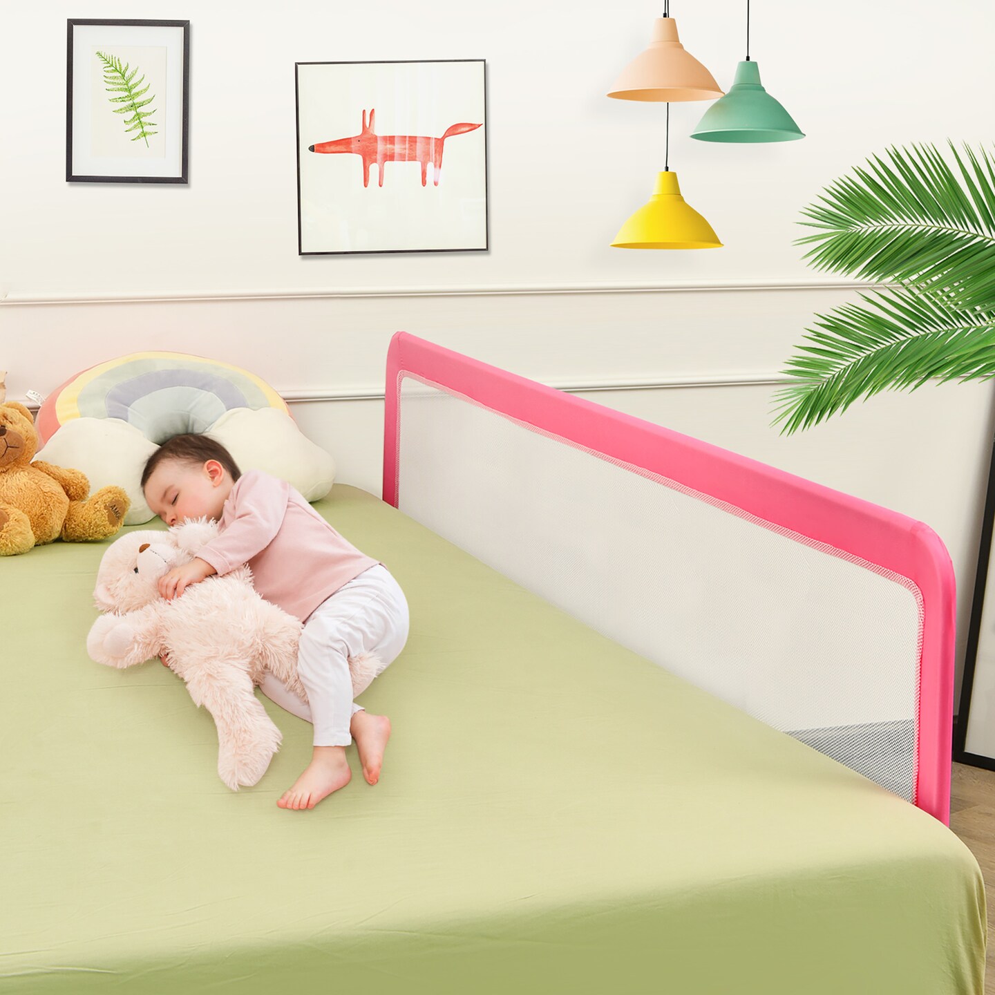 Babyjoy 71&#x27;&#x27;Foldable Baby Bed Rail Guard Toddlers Swing Down Safety Bedrail