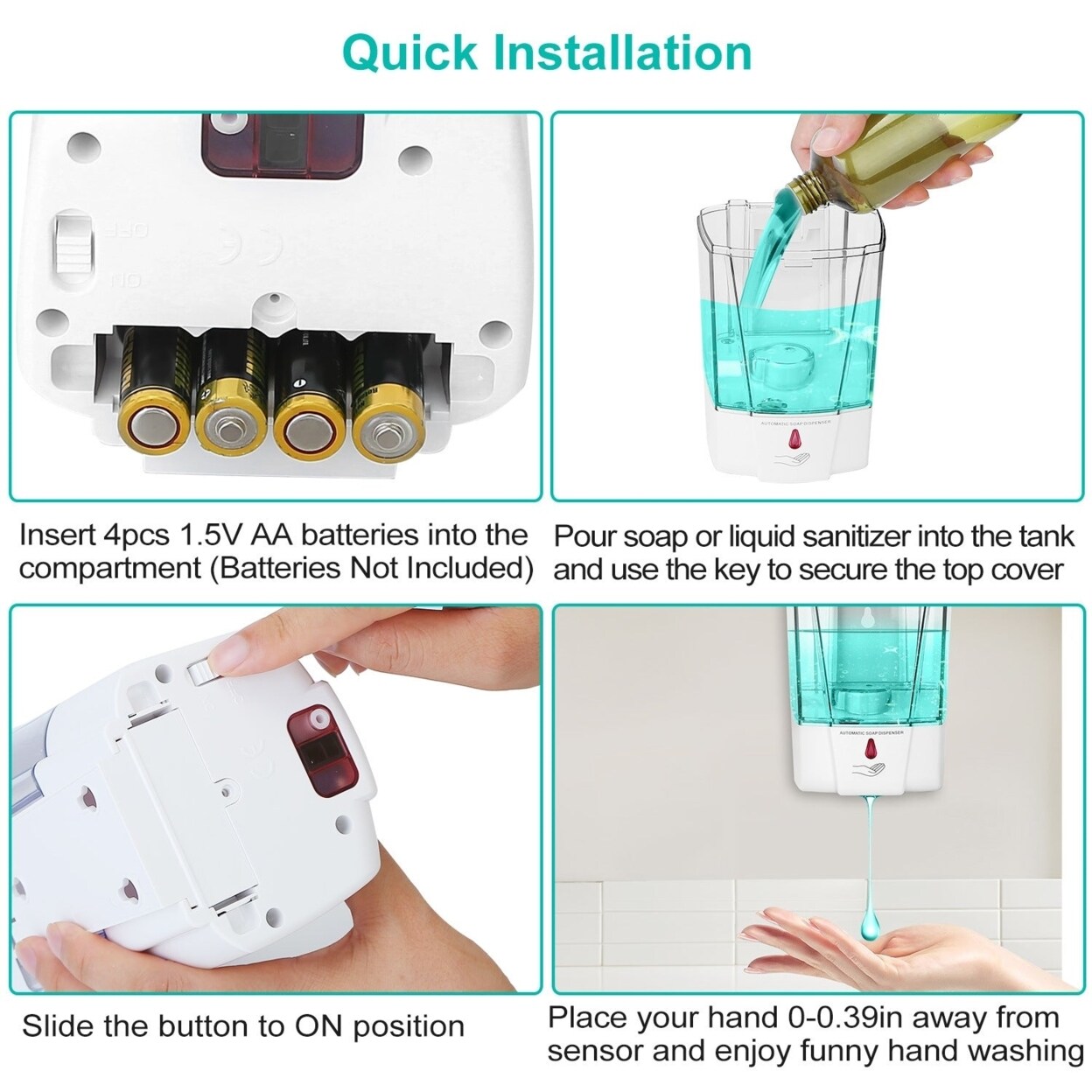 Automatic Soap Dispenser 700Ml 29Oz Wall Mounted Sensor Refillable Hand Gel