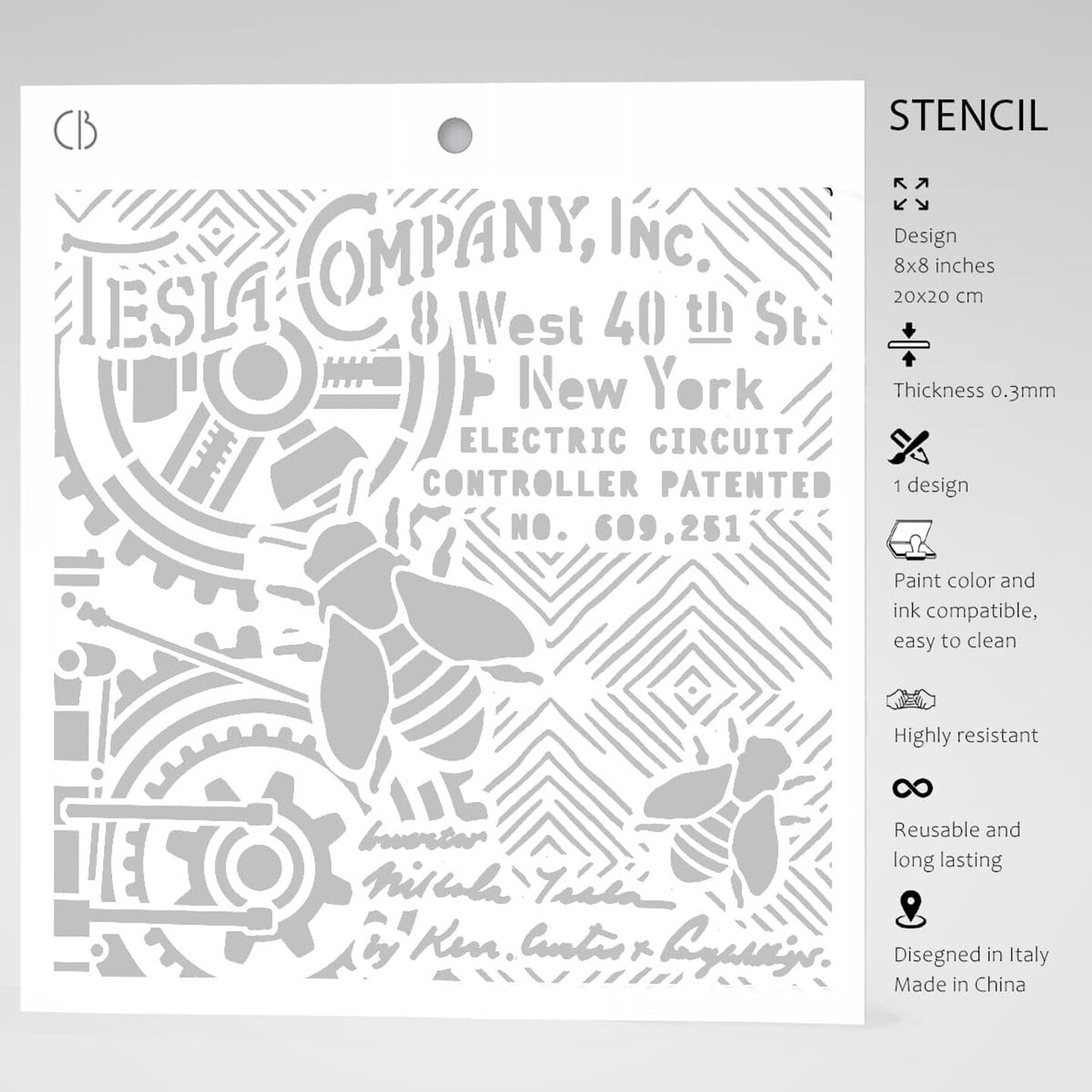 Ciao Bella  Texture Stencil 8x8 Tesla Company Inc.