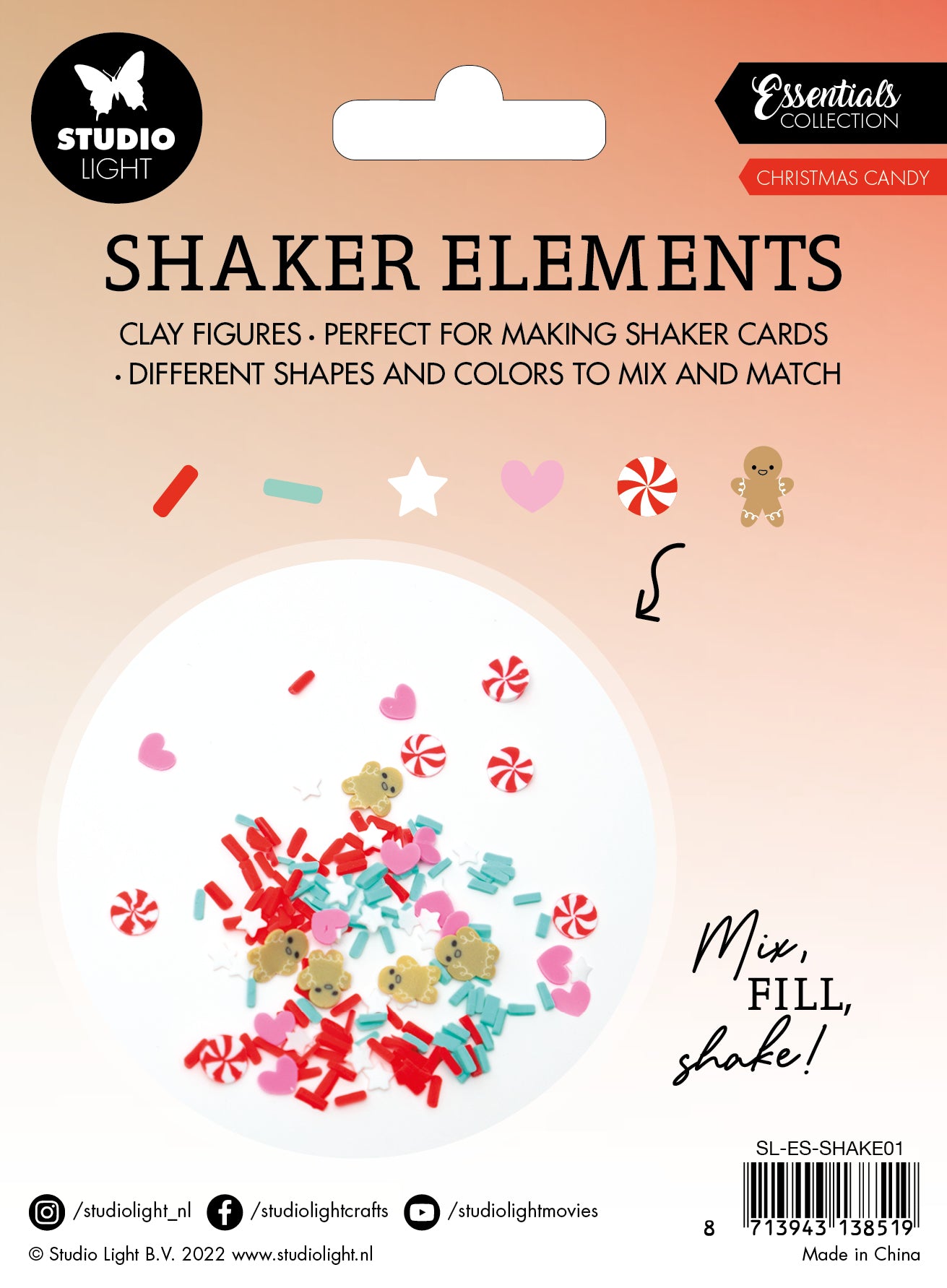 Studio Light SL Shaker Elements Christmas Candy Essentials 151x111x1mm 6 PC nr.01