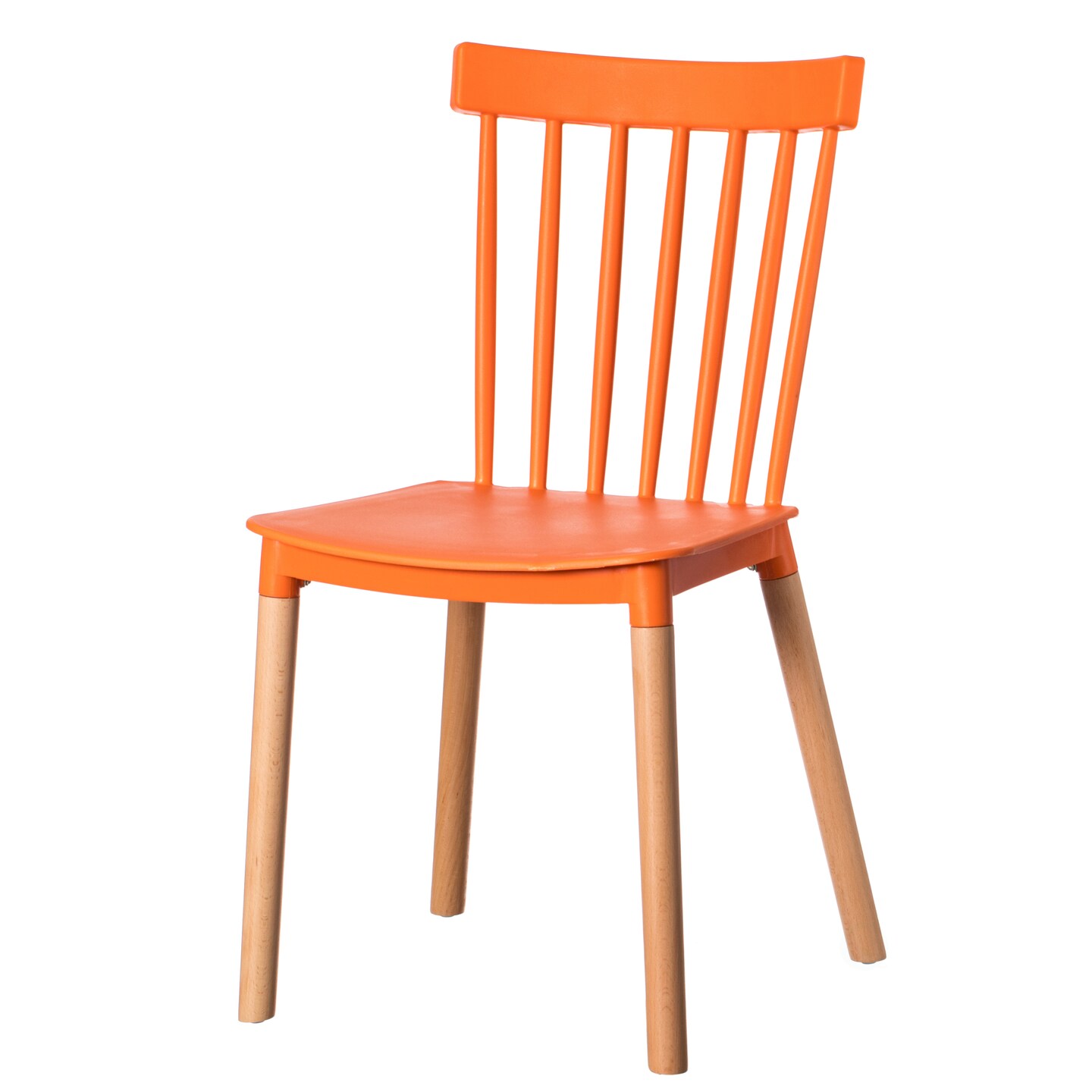 Modern Plastic Dining Chair Windsor Design with Beech Wood Legs
