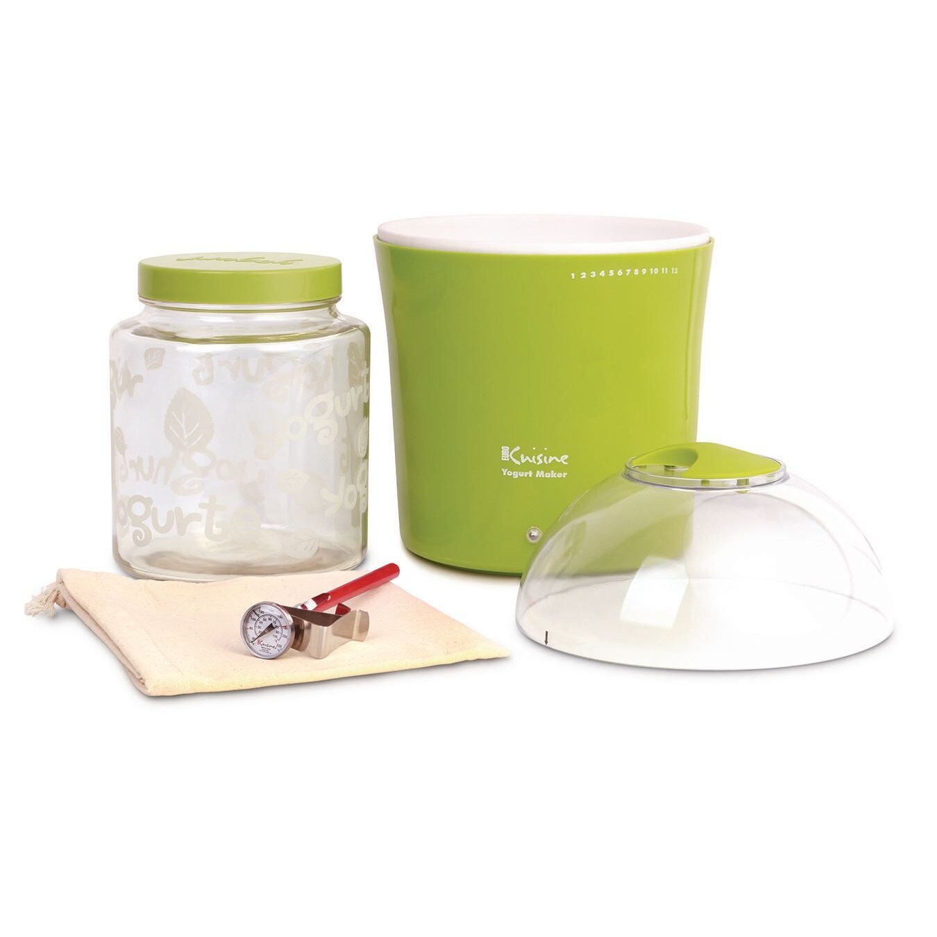 Euro Cuisine Yogurt Maker - Makes 2 quarts Yogurt or Greek Yogurt, Green
