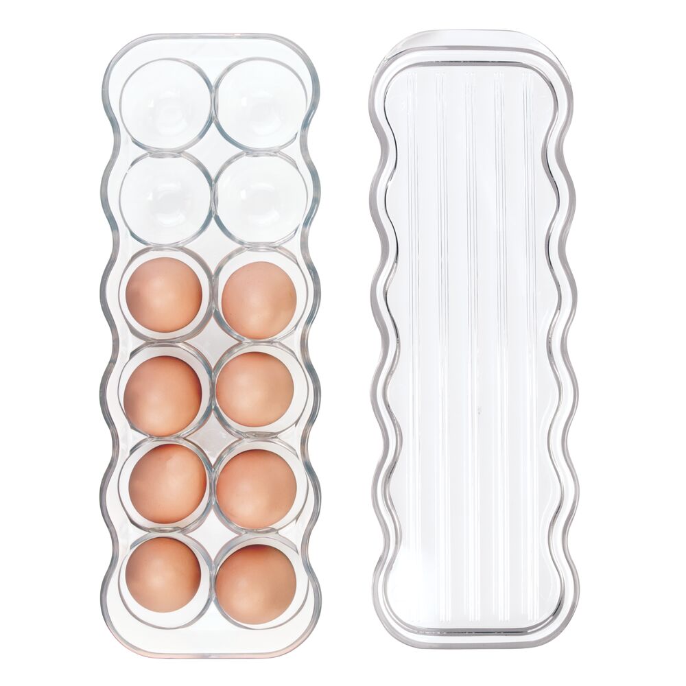 mDesign Egg Storage Tray Holder for Refrigerator, 24 Eggs, 2 Pack
