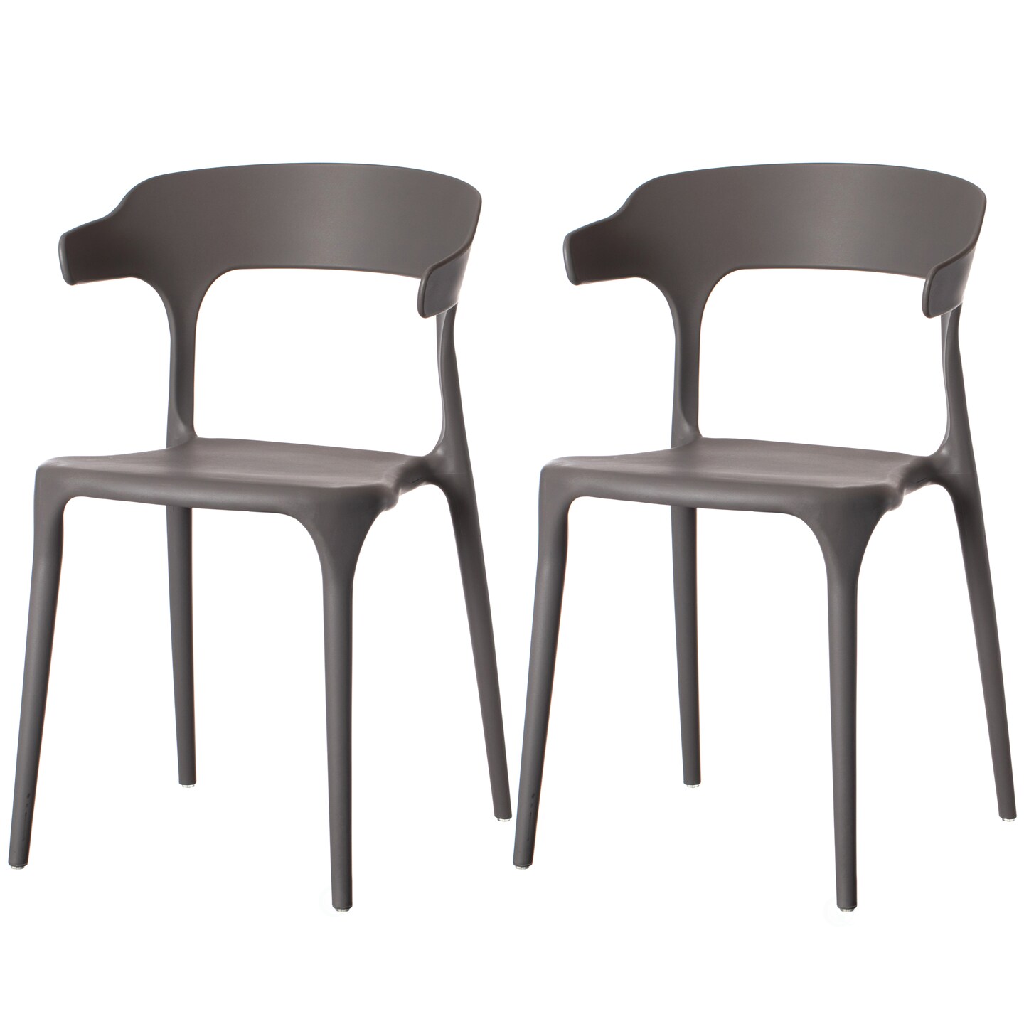 Modern Plastic Outdoor Dining Chair with Open U Shaped Back
