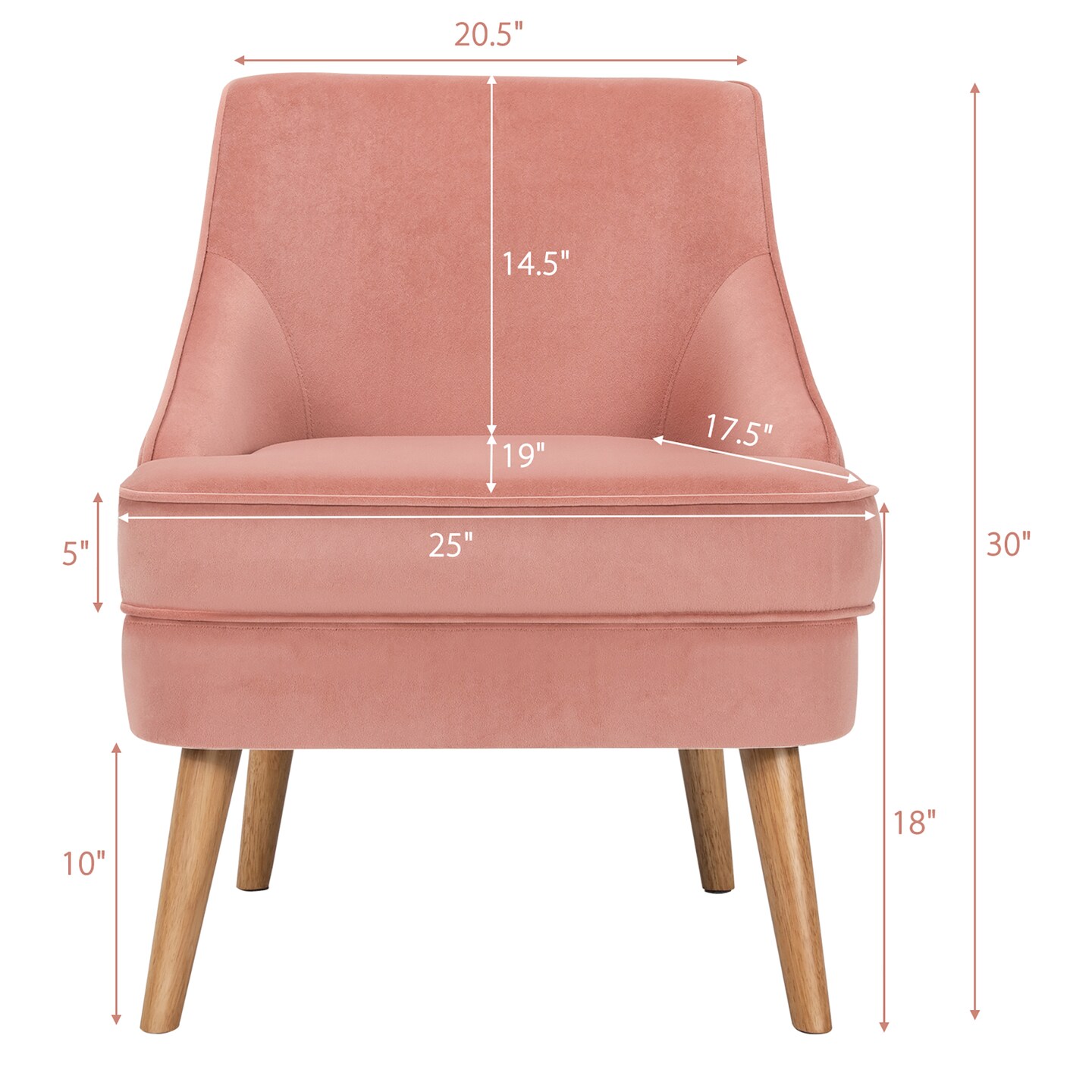 Costway Set of 2 Accent Chairs Velvet Single Sofa Chair w/Rubber Wood Legs Pink\Green\Grey