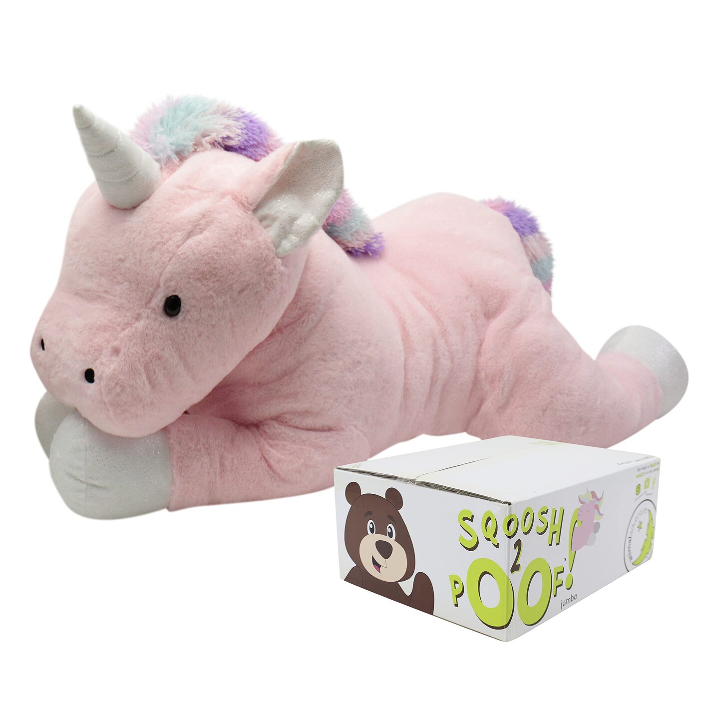 Animal Adventure | Sqoosh2Poof Giant, Cuddly, Ultra Soft Plush Stuffed Animal with Bonus Interactive Surprise - 44&#x22; Unicorn