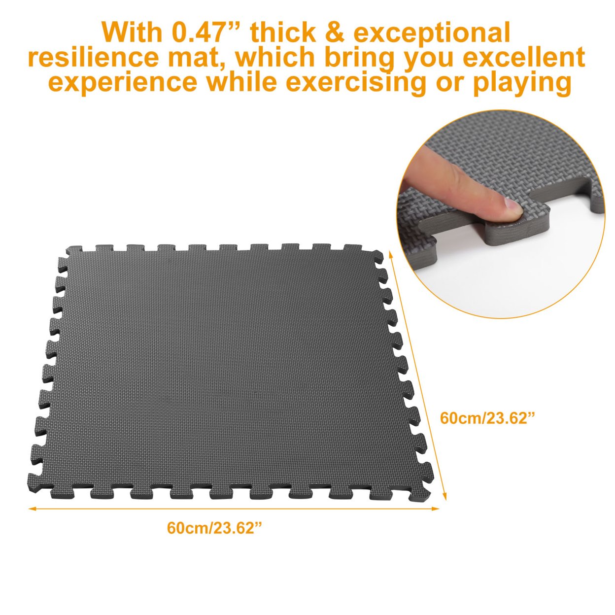 Eva Foam Puzzle Exercise Mat Interlocking Tiles Grey 4 Pack 15.5 Sq Ft