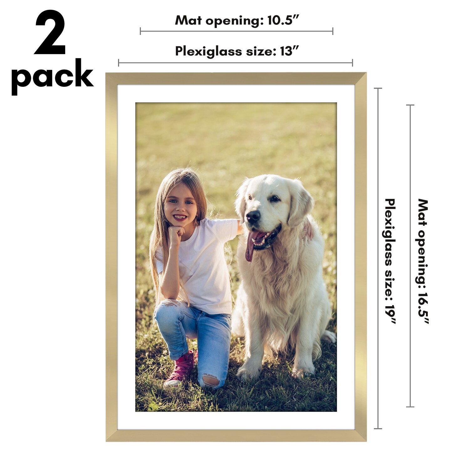 Americanflat 2 Pack of Picture Frames with Mat - Plexiglass Cover