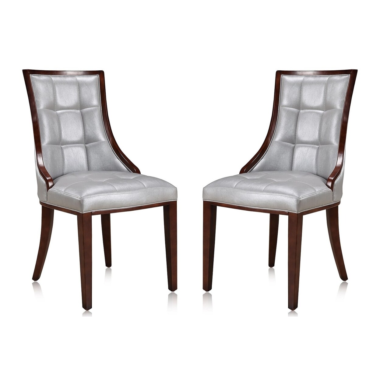 Manhattan Comfort Fifth Avenue Faux Leather Dining Chair and Walnut (Set of 2)
