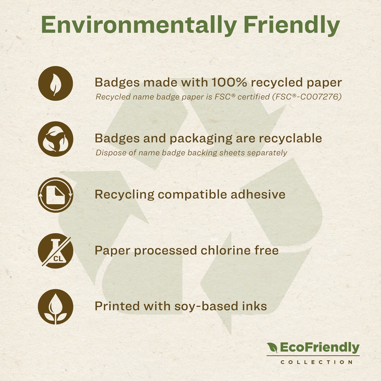 Avery EcoFriendly Recycled Name Tags, 2-1/3" x 3-3/8", White, Removable Adhesive, 80 Printable Name Badges (48395)