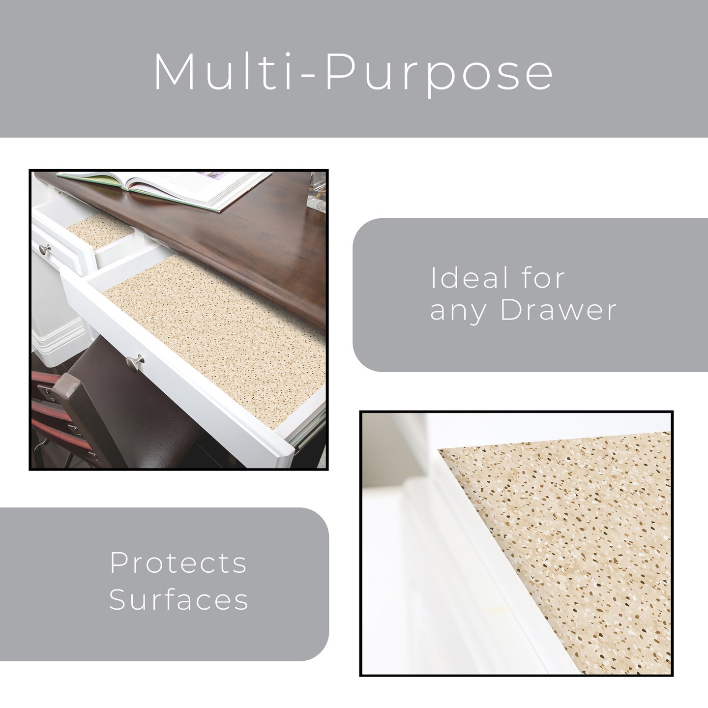 Smart Design Adhesive Shelf Liner - 18 inch x 20 feet - Beige Granite