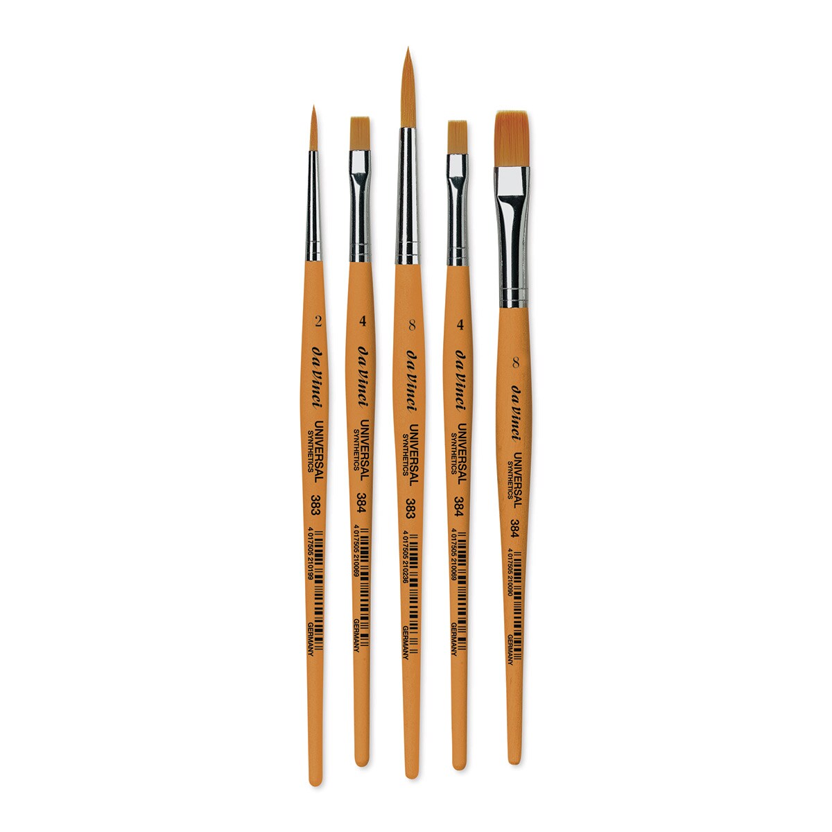 Pinceaux Da Vinci Series 5580 – Lot De 4 Synthétiques, Marron Clair, Pour Aquarelle, Acrylique, Huile