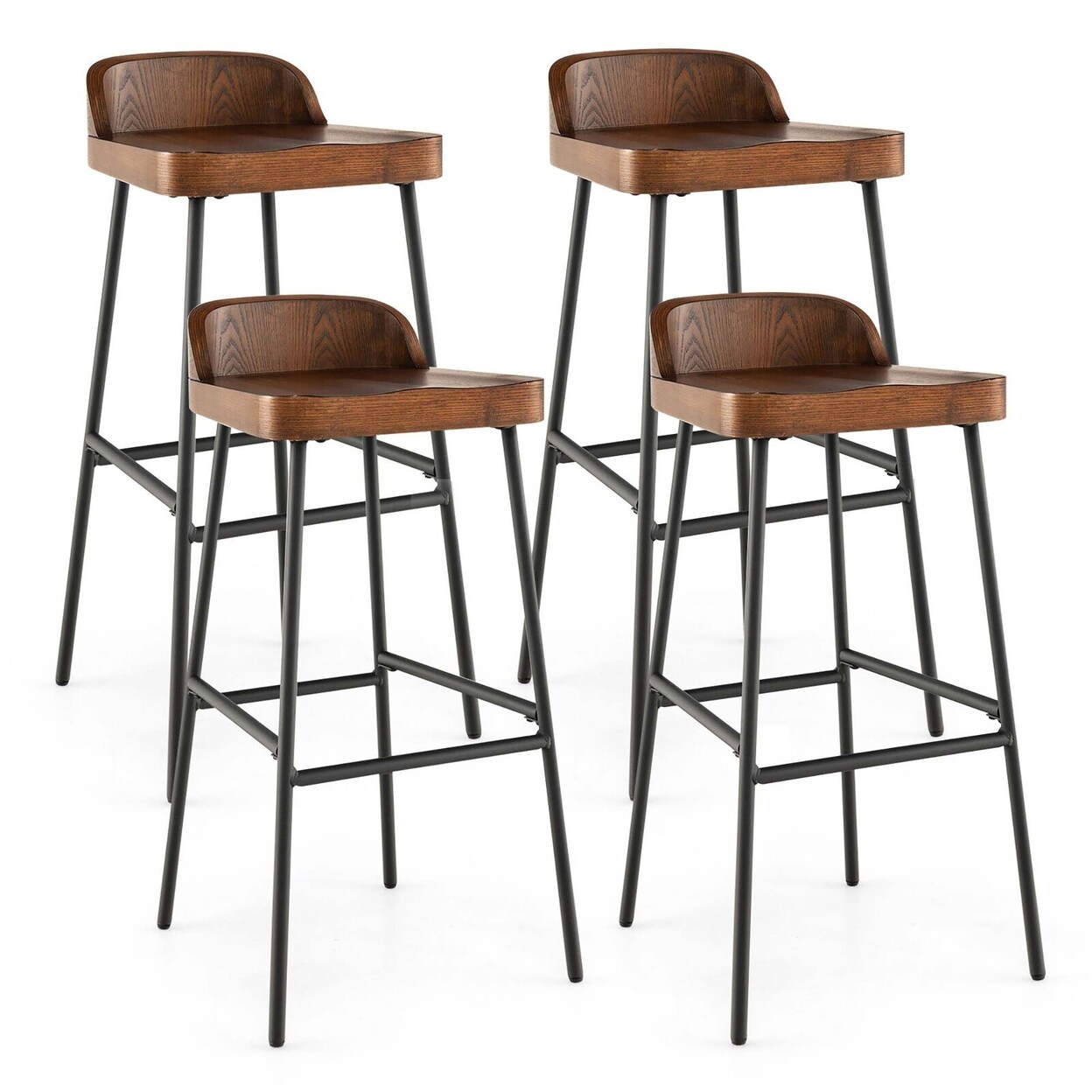 Set Of 4 Industrial 29 Bar Stool Bar Height Saddle Seat Kitchen Stool Low Back
