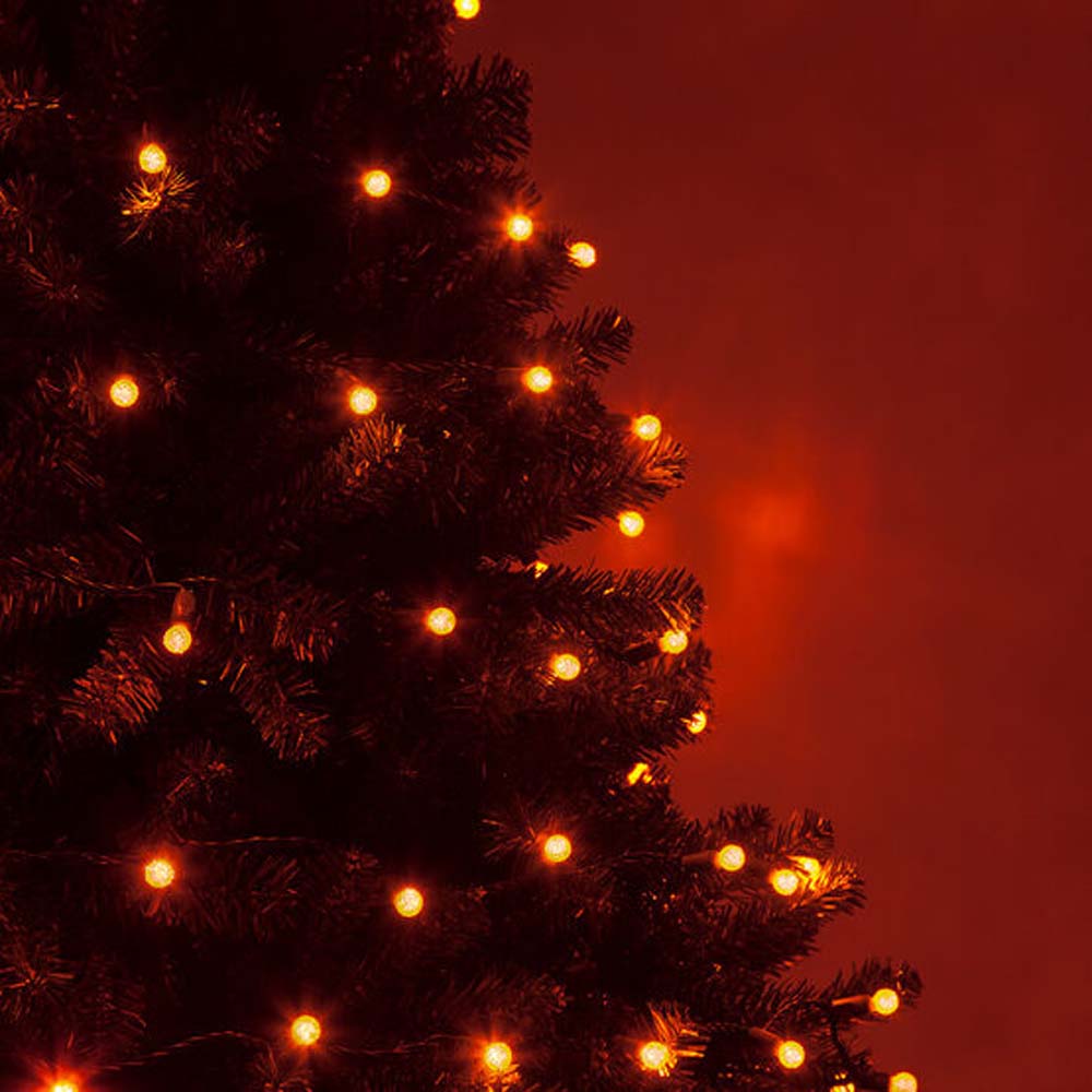 70 Amber/Orange G12 LED String Lights, Green Wire, 4&#x22; Spacing