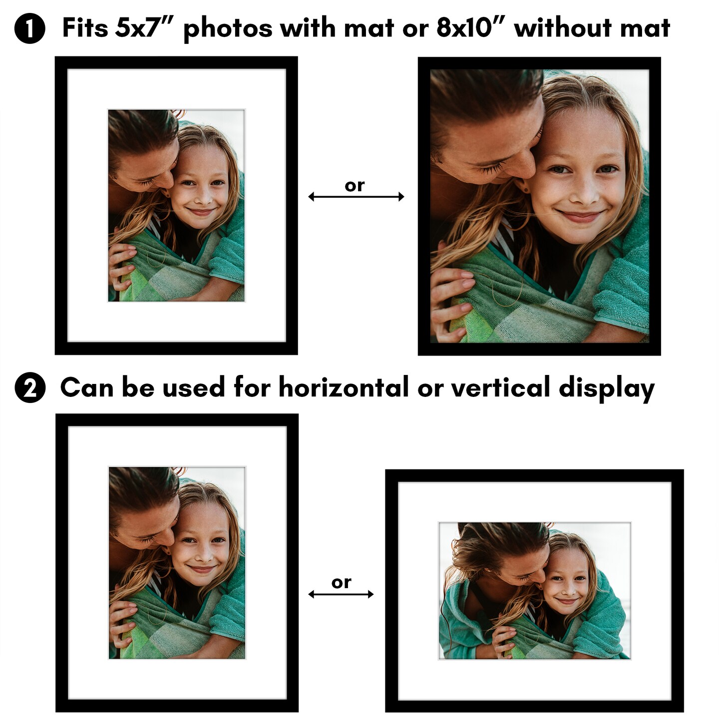 Americanflat Picture Frame with Mat - Modern Design, Shatter-Resistant Glass, Dual Sawtooth Hangers, Ideal for Home and Office Decor