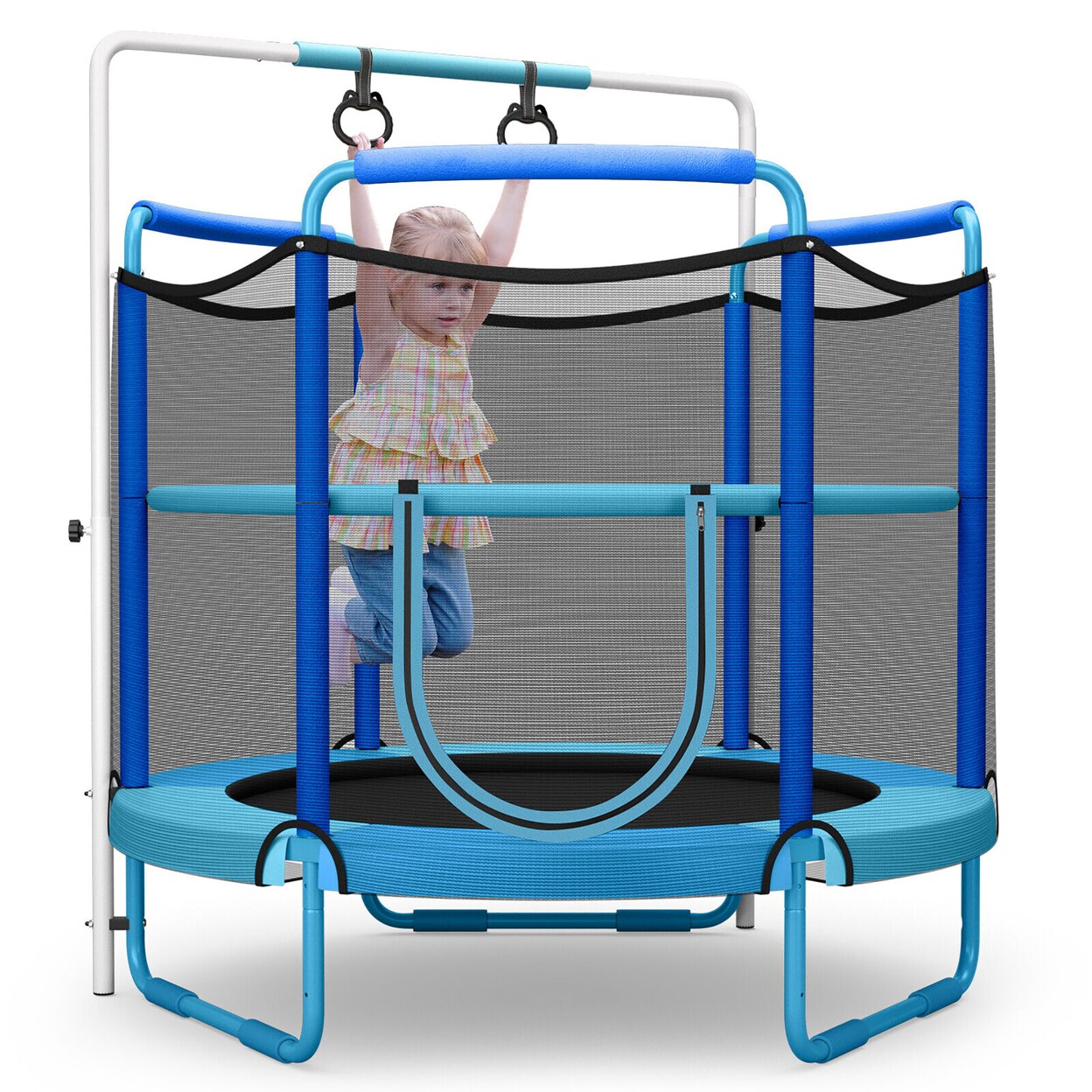 5Ft Kids 3-In-1 Game Seamless Trampoline W/ Enclosure Net Spring Pad In/ Outdoor