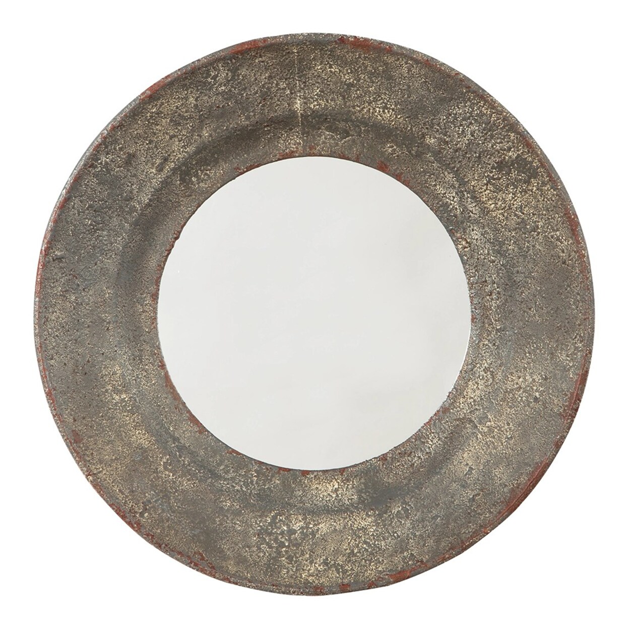 Saltoro Sherpi 19 Inch Metal Round Tapered Frame Accent Mirror with Keyhole Hanger, Gray-