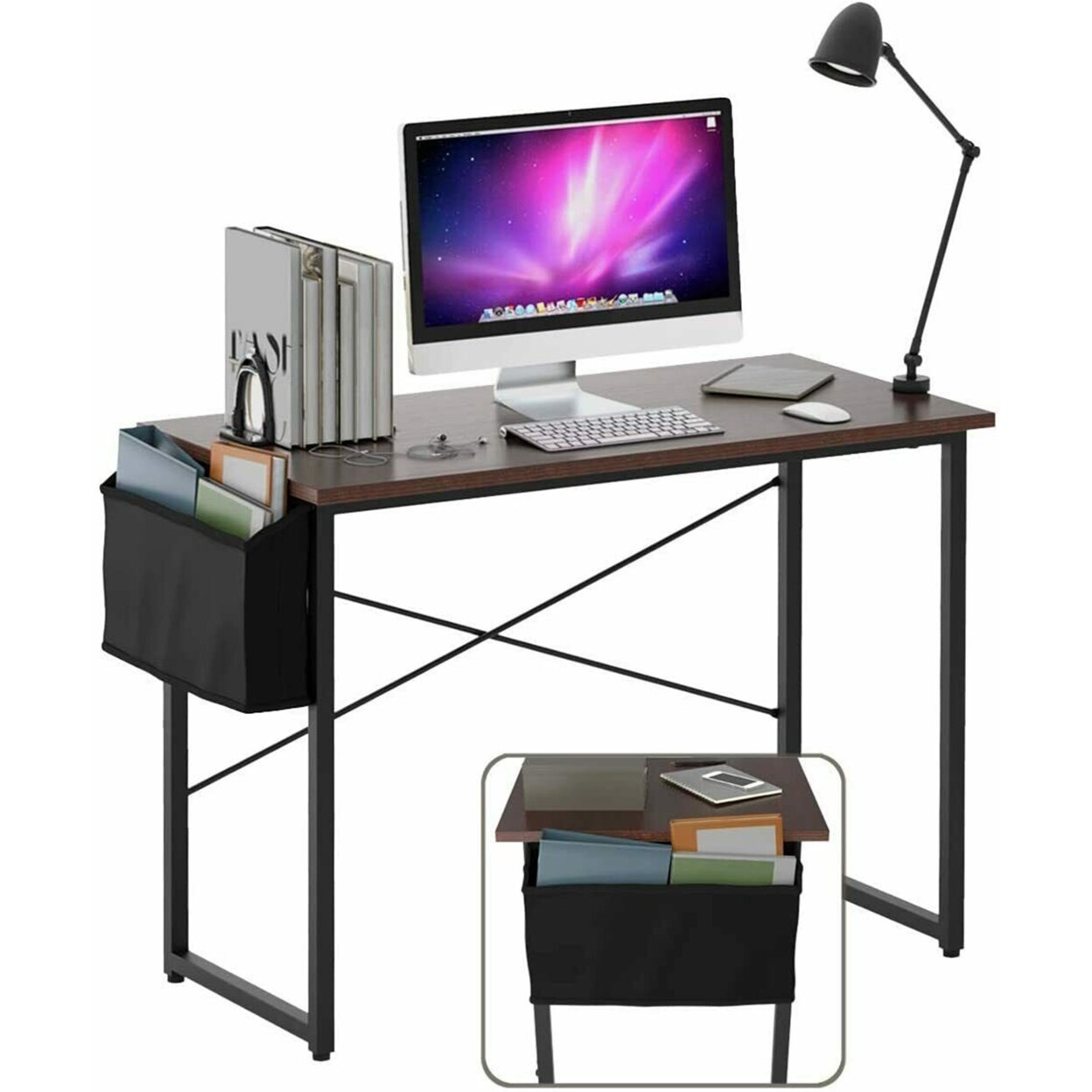 Modern Computer Desk 40/47 Study Writing Table W/ Storage Bag