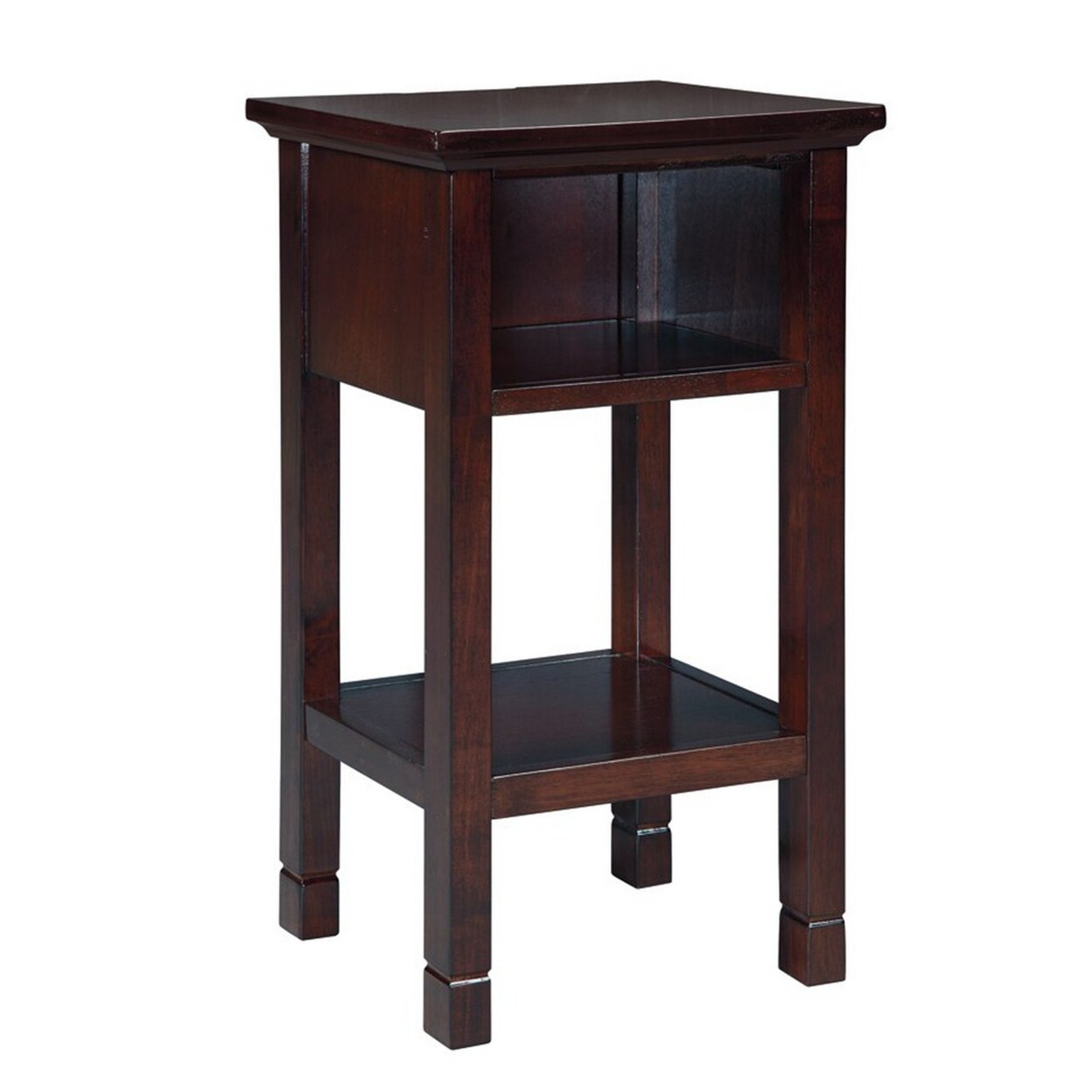 Saltoro Sherpi 1 Storage Cubby Wooden Accent Table with Power Cord, Cherry Brown-