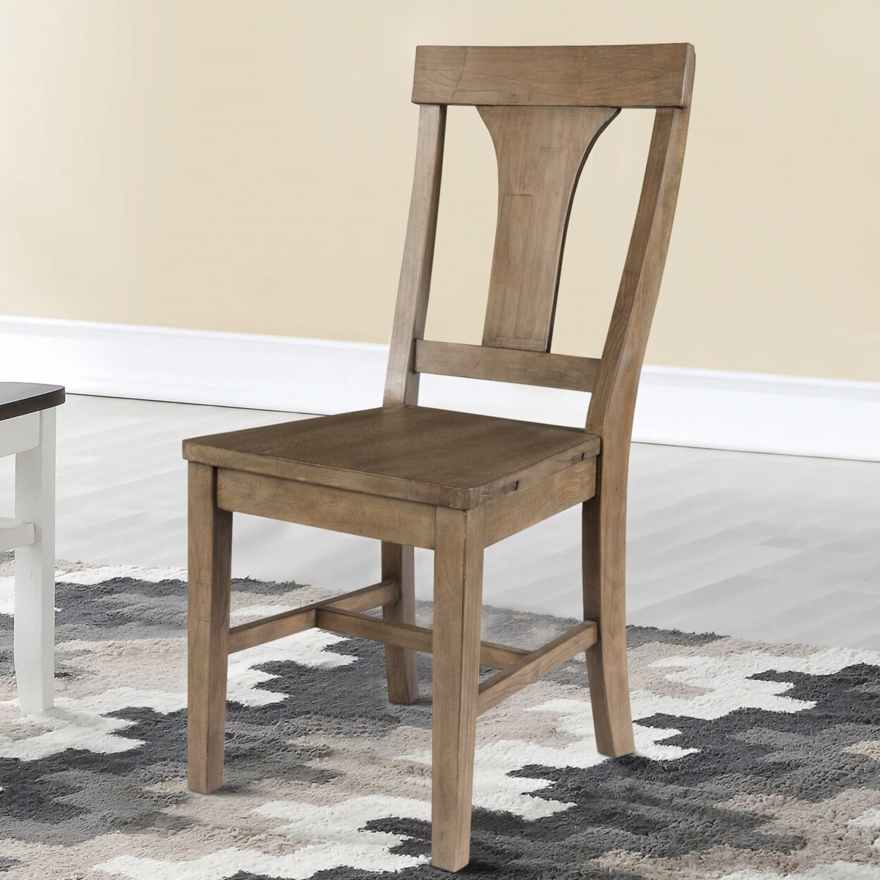 Saltoro Sherpi Reclaimed Wood Dining Chair with Fiddle Back, Set of 2, Distressed Gray-