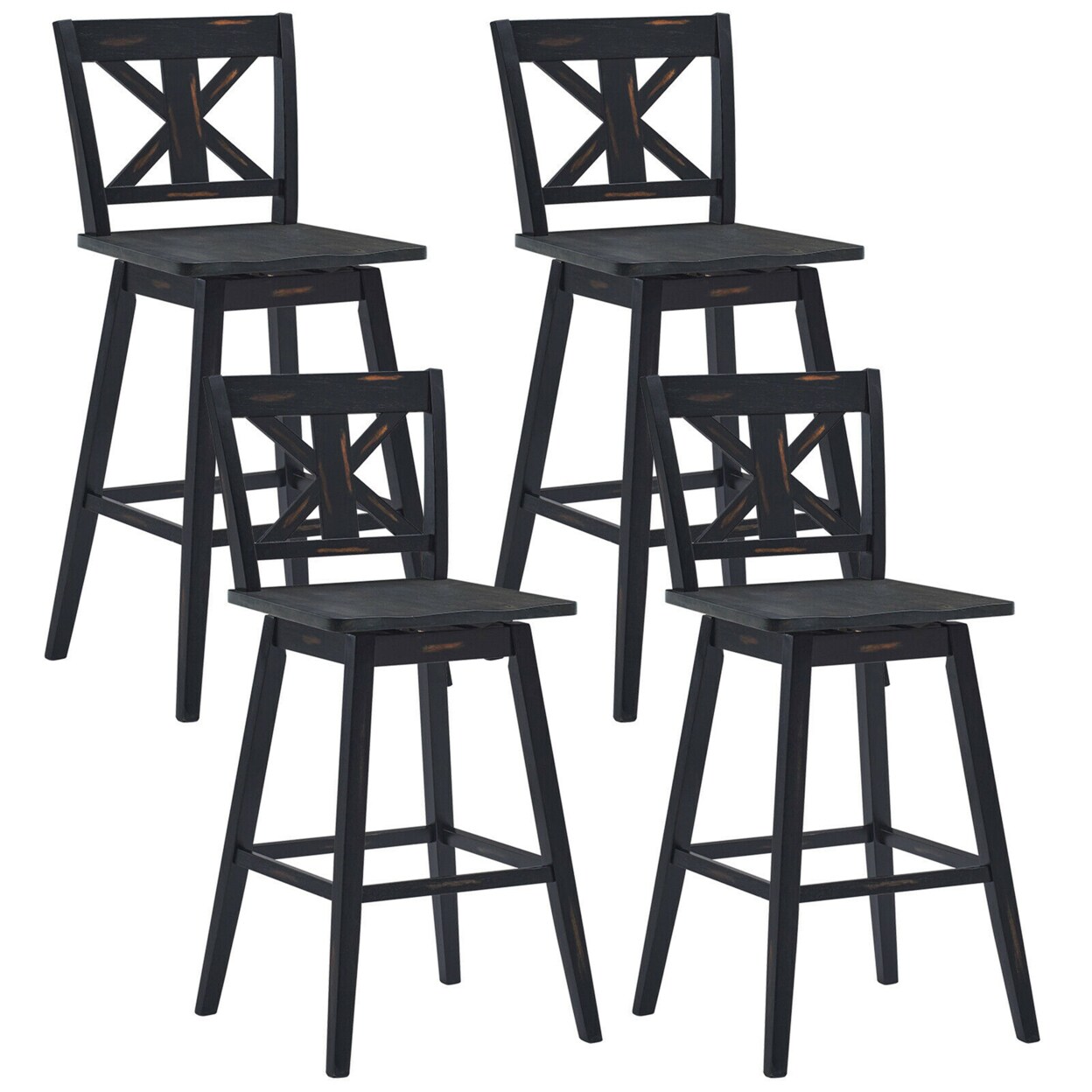 4Pcs Swivel Bar Stools 29 Counter Height Chairs W/ Footrest