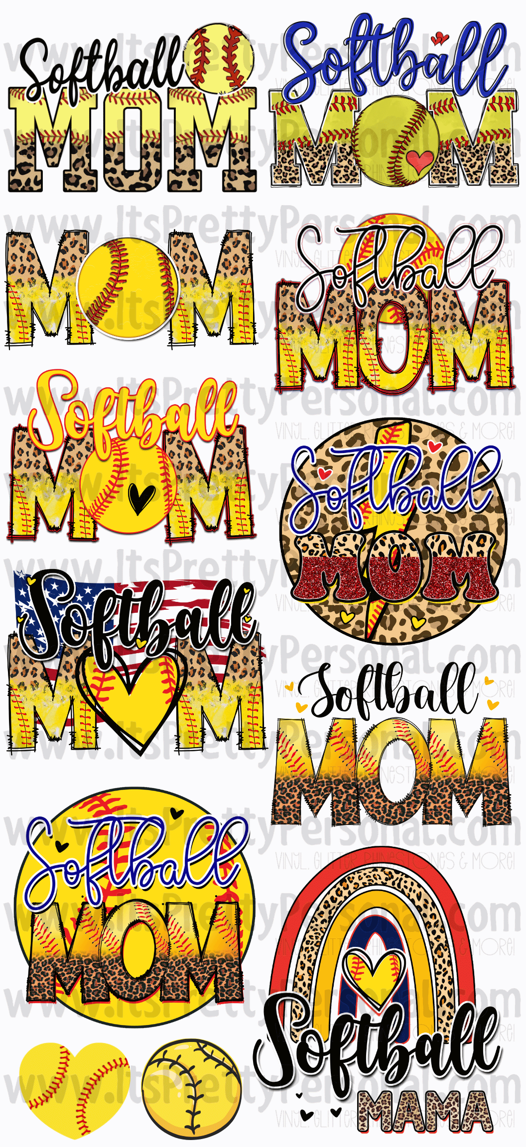 DESIGN #6- Softball Mom DTF Gang Sheet 22&#x22;x48&#x22; (Fabric Transfers)