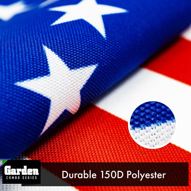 G128 Combo Pack: Garden Flag Stand Black 36x16 Inch &#x26; Garden Flag Betsy Ross Flag 12x18 Inch