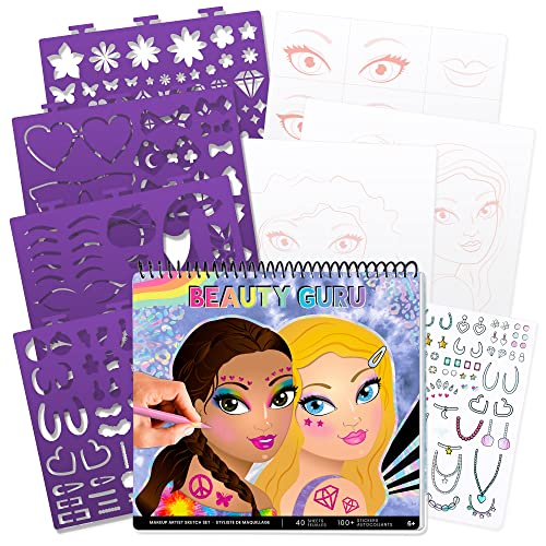 Make-up & Hair Design Sketch Portfolio (11452) Sketchbook for Beginners, Sketchbook with Stencils and Stickers for Ages 6 and Up