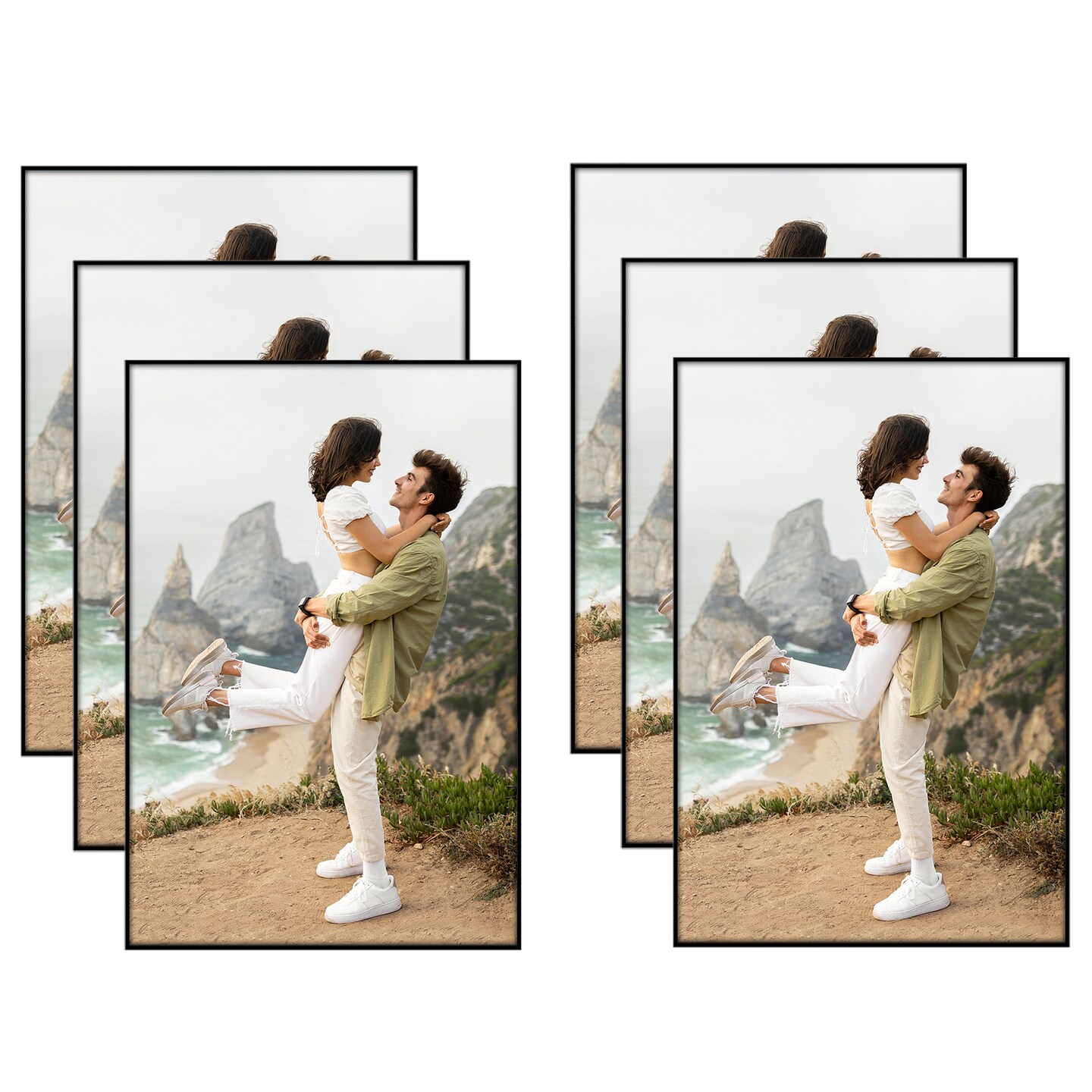 Americanflat Front Loading Picture Frame Set - Set of 6- Multi Picture Frames - Perfect for Photos and Wall Decor - Shatter Resistant Glass - Hanging Hardware with Snap-Out Easel