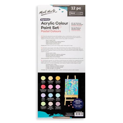 12 Pieces Acrylic Colour Pastel Paint Set Signature 36ml (1.2 US fl.oz), Creamy Pastel Acrylic Paint Set, Good Coverage, Semi-Matte Finish, Ideal For Most Art and Craft Surfaces.