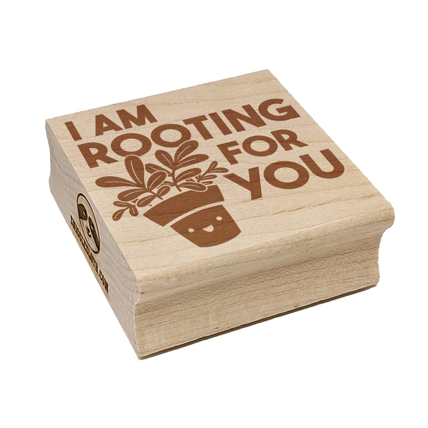 I am Rooting for You Plant Pun Encouragement Square Rubber Stamp for Stamping Crafting