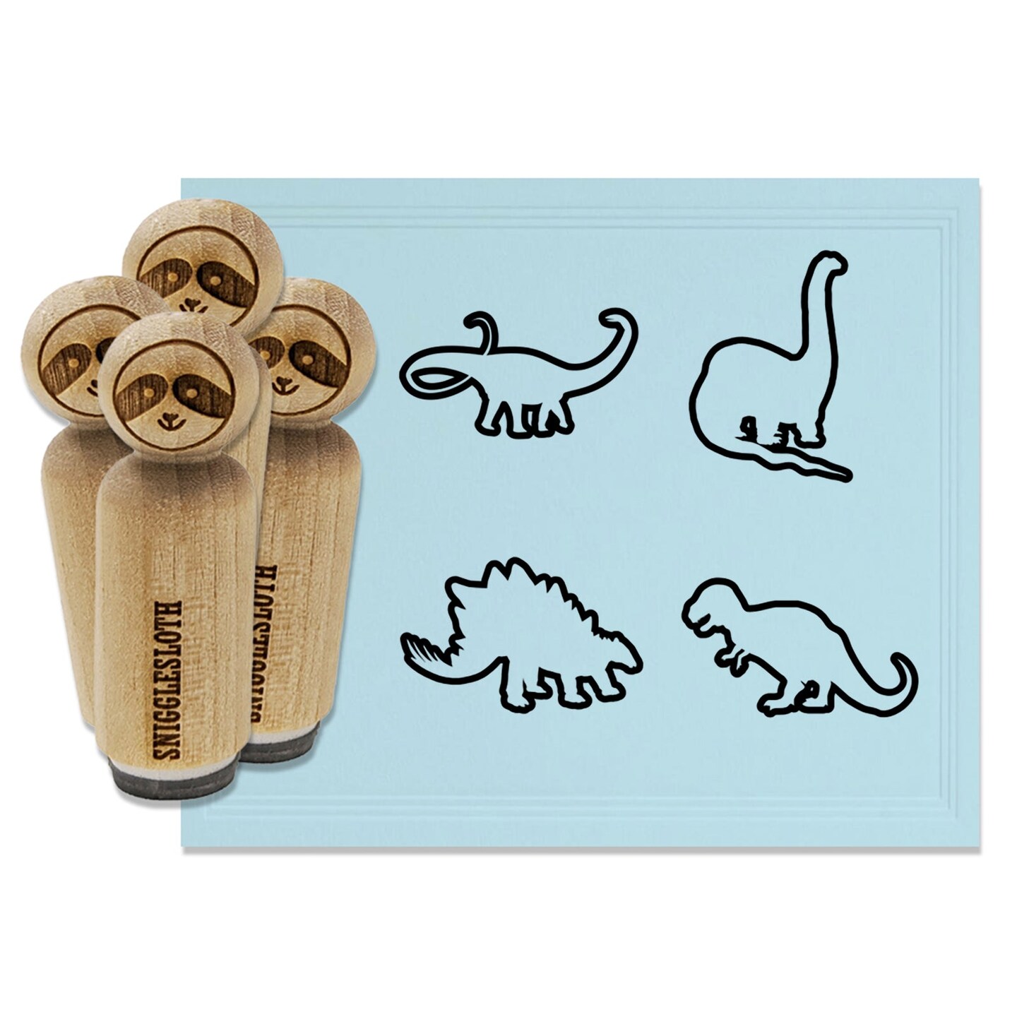 Dinosaur Outlines T-Rex Stegosaurus Brachiosaurus Apatosaurus Rubber Stamp Set for Stamping Crafting Planners