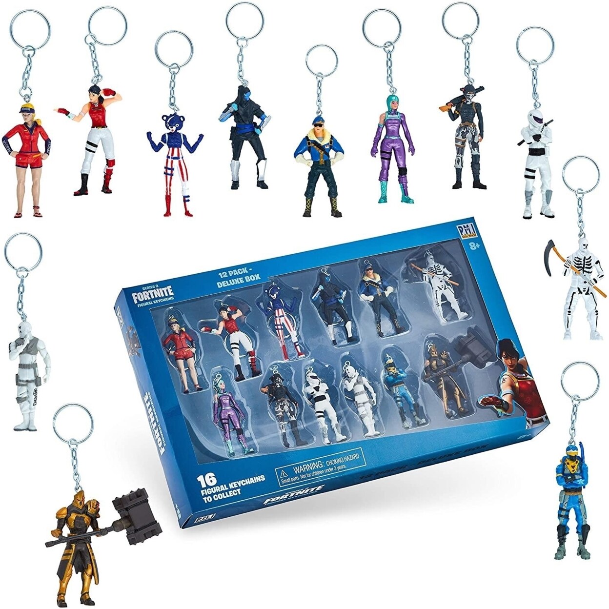 PMI International Fortnite Popular Character Keychains 12pk Collectible Deluxe Box Figures