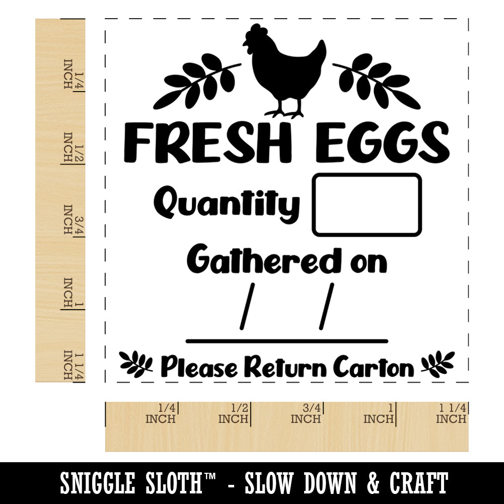 Fresh Eggs Return Carton Label Quantity Date Square Rubber Stamp