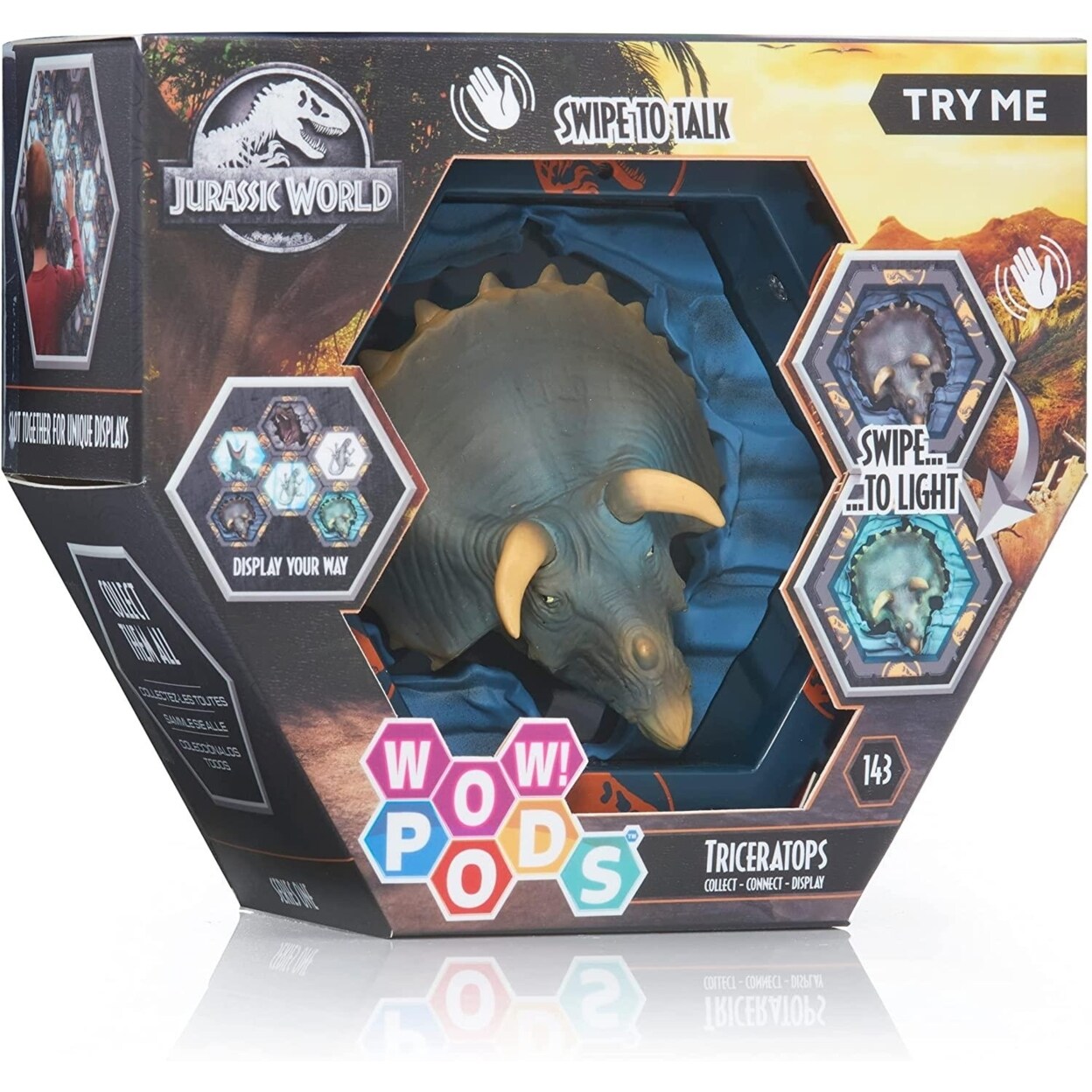 Wow Pods Jurassic World Triceratops Light-Up Camp Cretaceous Dino Figure Wow Stuff