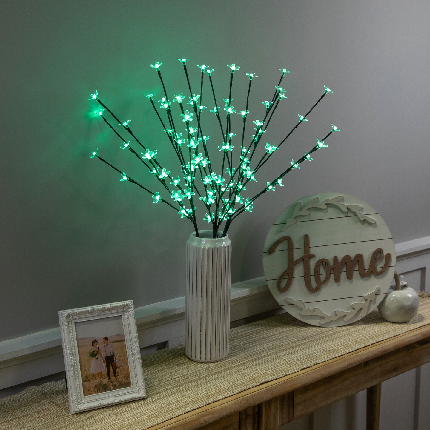 Northlight LED Lighted Artificial Cherry Blossom Tree Branches - 2.5' - Green - Set of 3