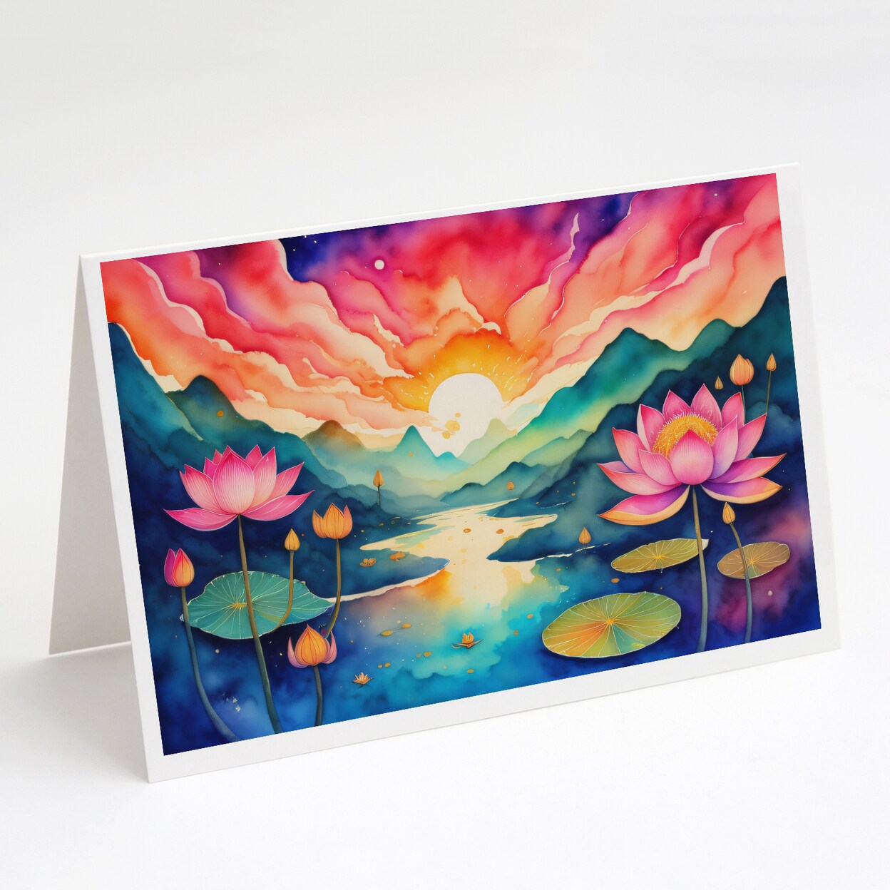 Caroline&#x27;s Treasures Lotus in Color Greeting Cards and Envelopes Pack of 8