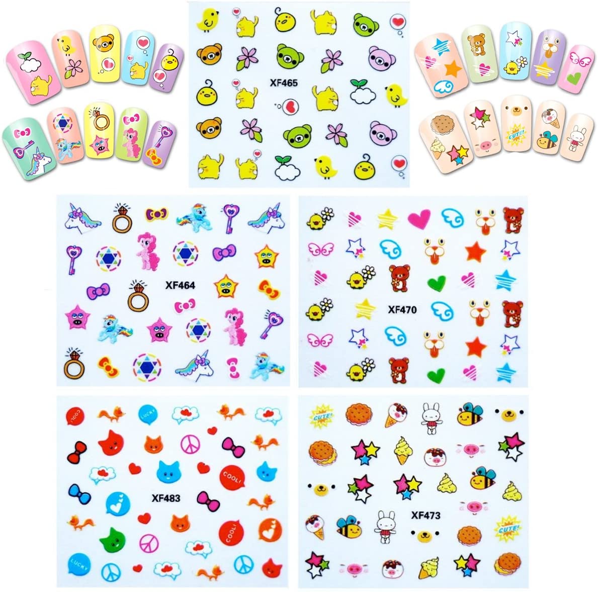 Wrapables Funky Cute Funky Patterns Nail Art Nail Stickers 3d Nail Decals, 10 sheets (300+ nail stickers)