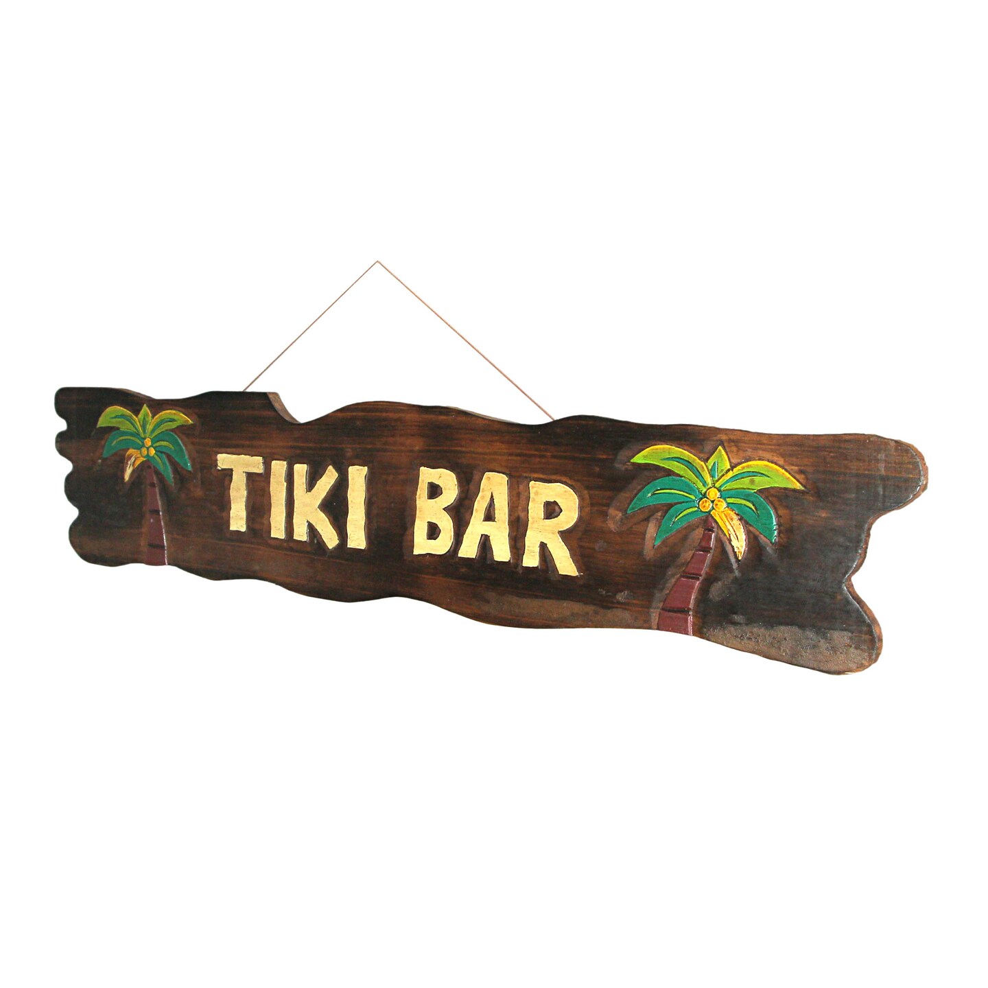 Colorful Handcrafted Carved Wood Tiki Bar Sign Wall Hanging 41 Inches Long
