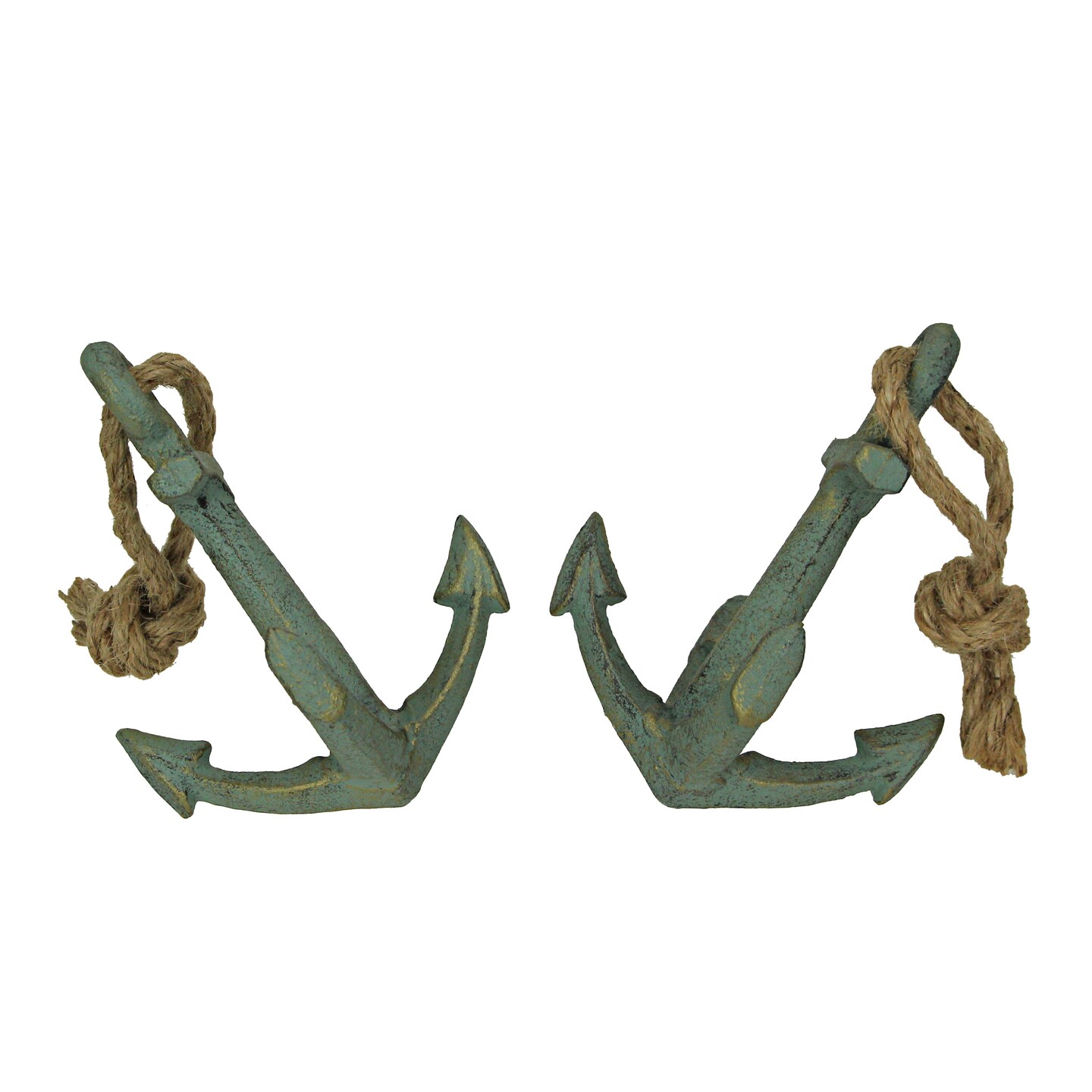 Set of 2 Cast Iron Ship Anchor Bookends Nautical Home Decor Sculptures